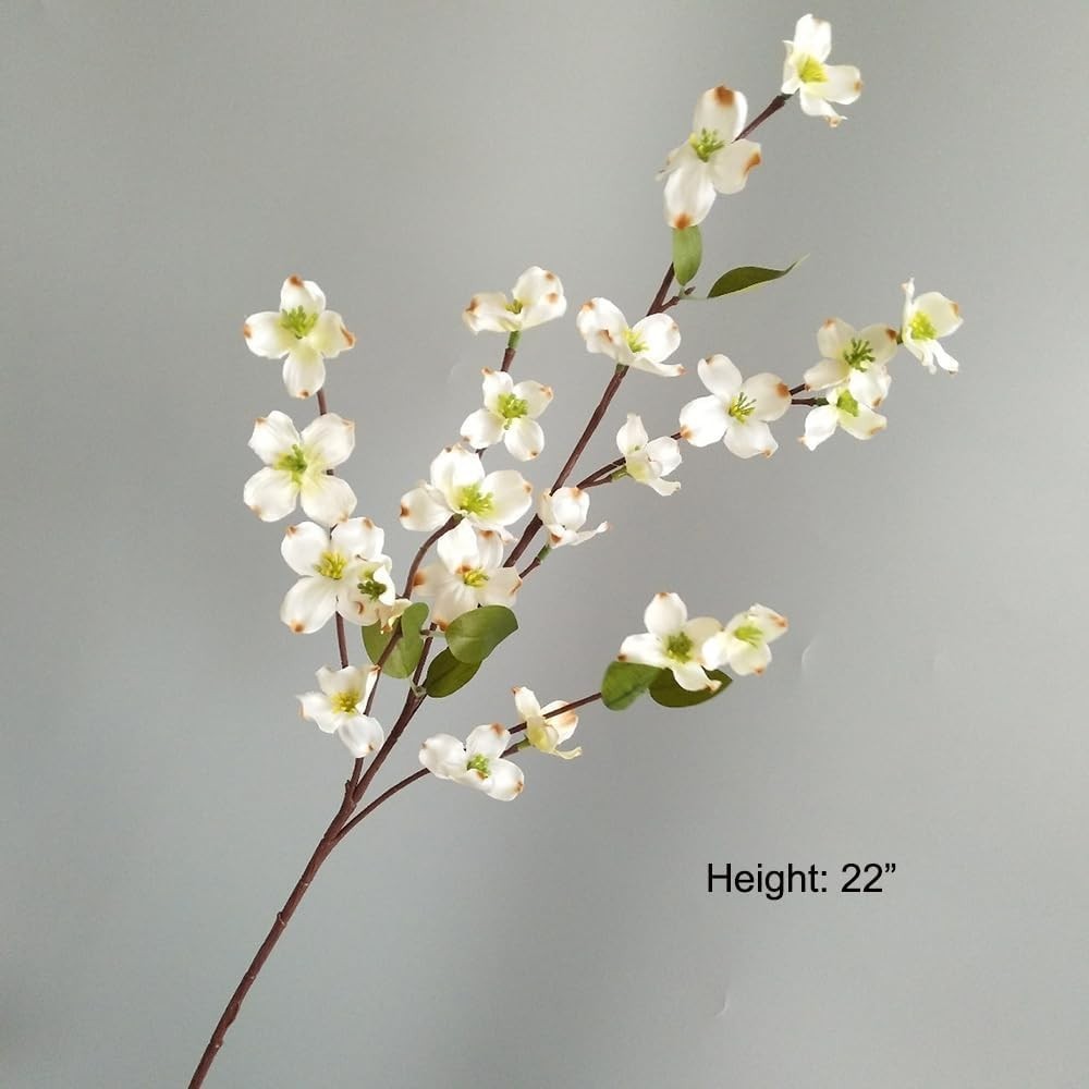 3Pcs Artificial Dogwood Flowers Stem 22In Fake Cornus Flower Branch for Home …