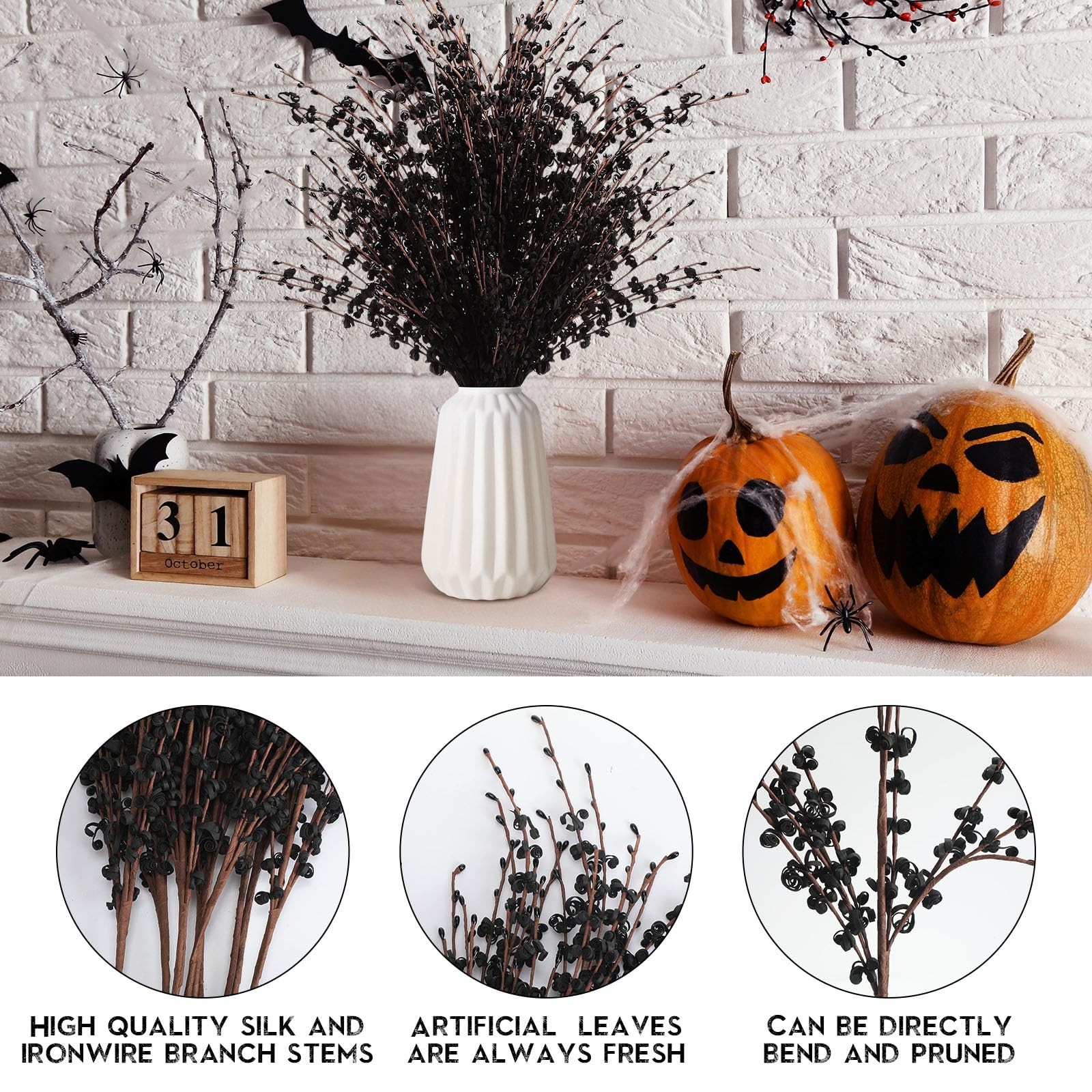 Hanaive 20 Pcs Flower Picks Halloween Artificial Jasmine Flowers Home All