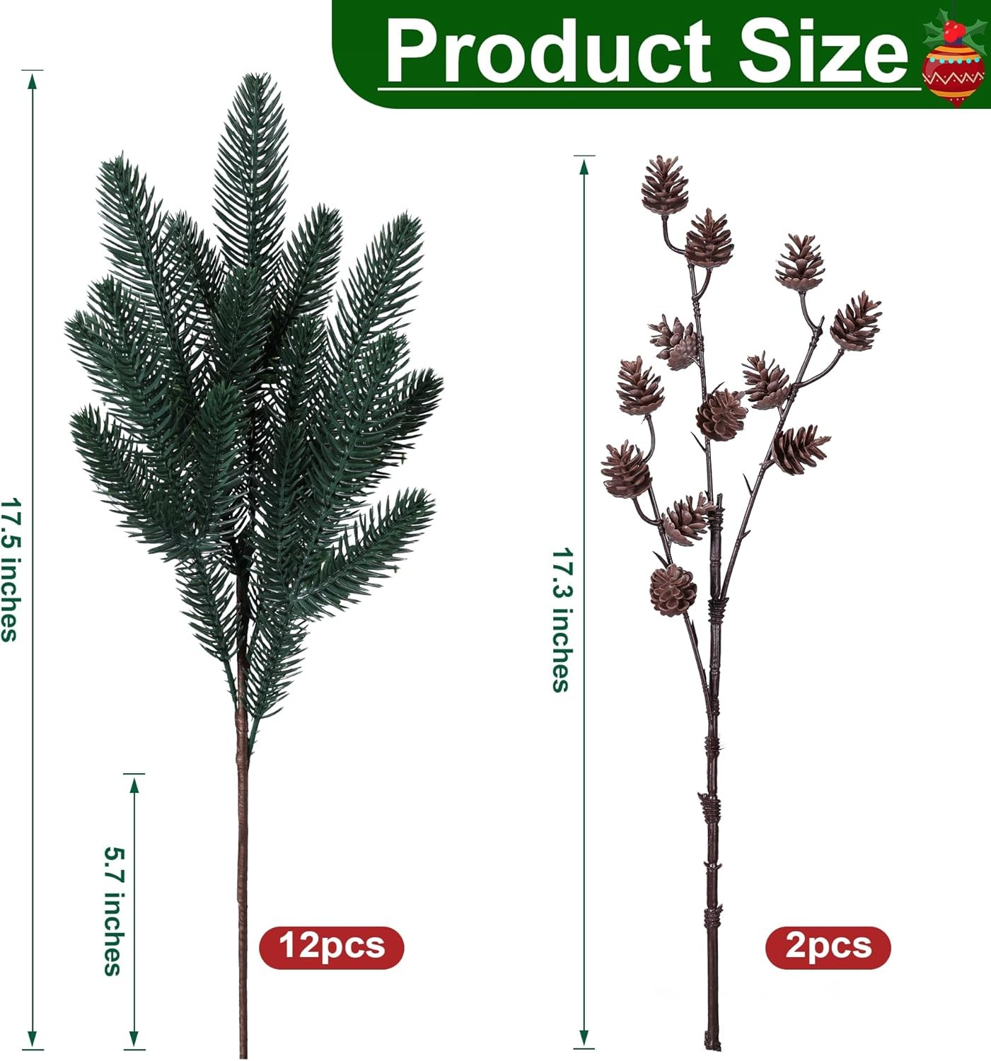 Ivydale 14Pc Faux Norfolk Pine Branches – Real Touch Greenery Stems
