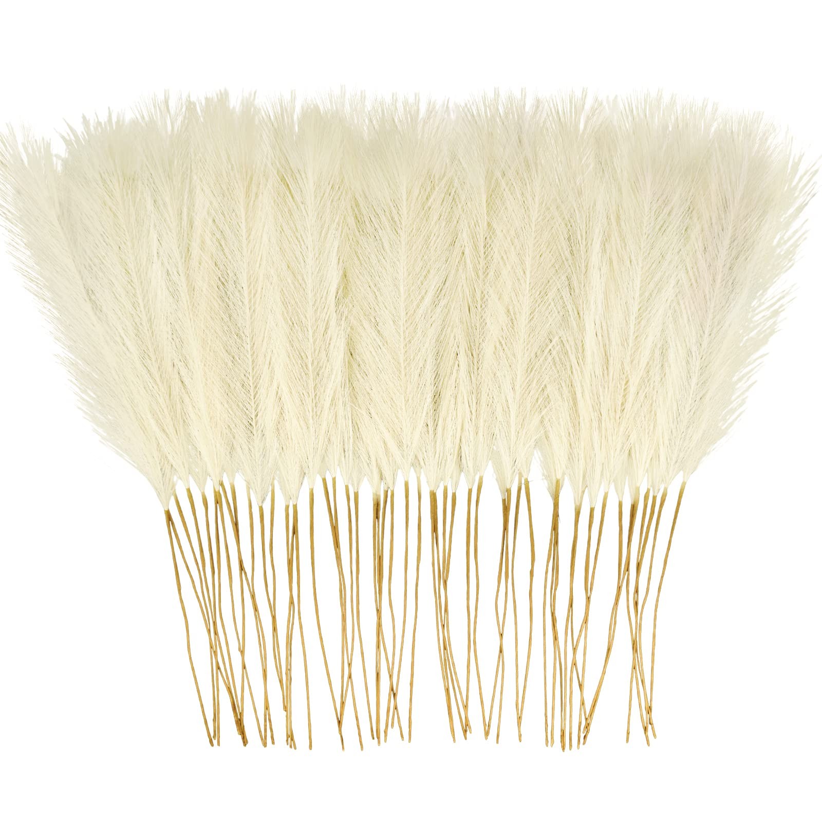 50PCS Faux Pampas Grass, 21.6″ Short Artificial Pompous Grass Floral Fake Pom…