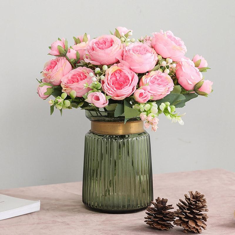 1pcs/30cm Rose Pink Silk Bouquet Peony Artificial Flower Wedding Home Decoration