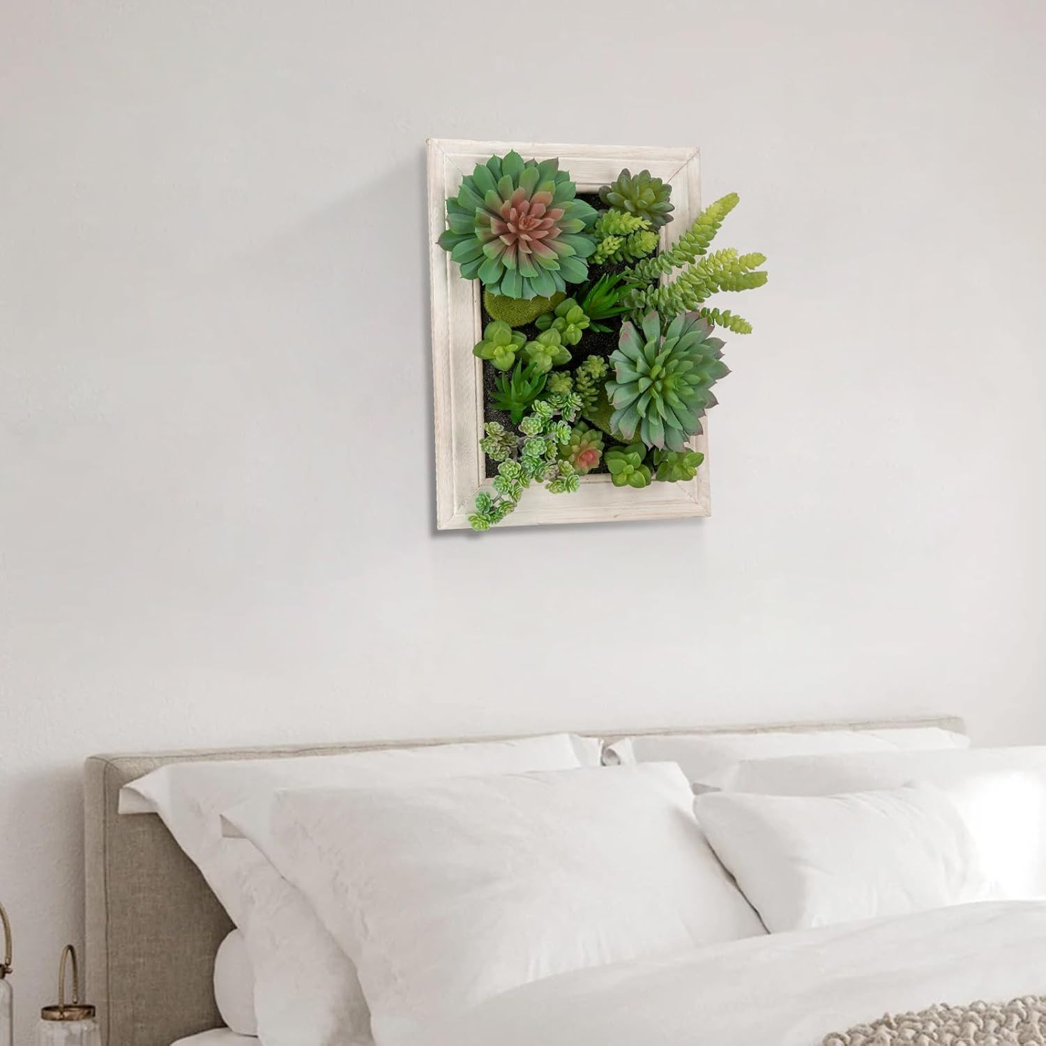 Hollyone Artificial Succulents Hanging Plants Large Rectangle Wall Shelves Fake