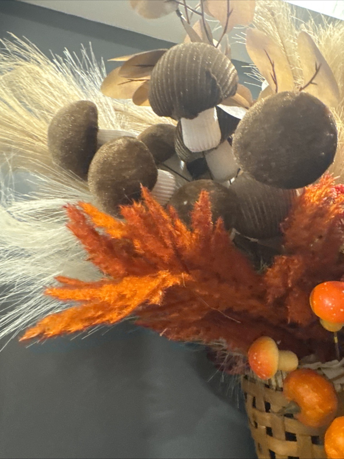 Large Fall Wedding Fake Flower Lot 38 Bunches W Mushrooms Pumpkins Autumn Basket