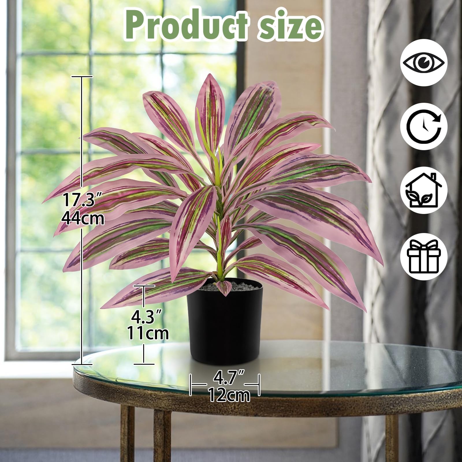 Artificial Plants Indoor with Pot, 19″ Fake Potted Plants Medium Artificial D…
