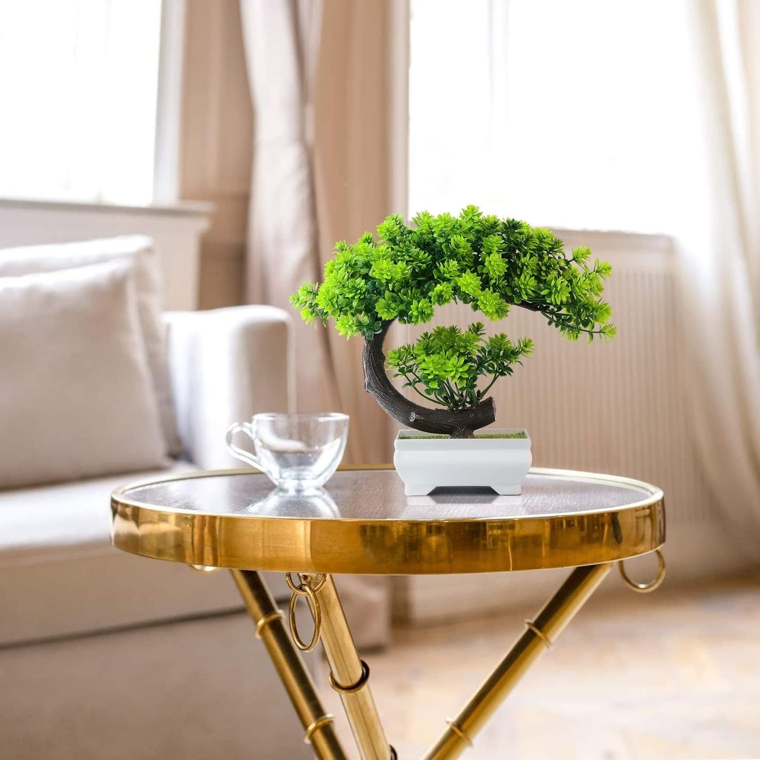 Chic Green Artificial Bonsai Tree for Effortless Home or Office Decor – 8.5”
