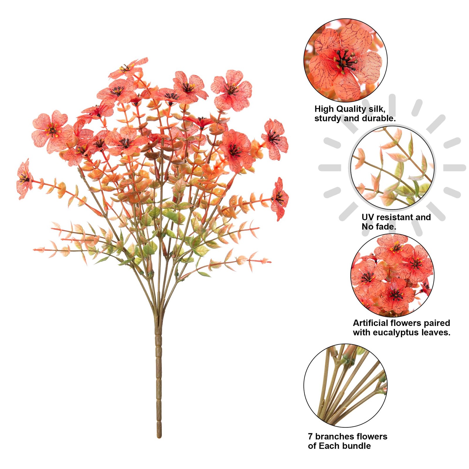 12 Bundles Artificial Fall Flowers – Faux Mums with Eucalyptus for Home Decor