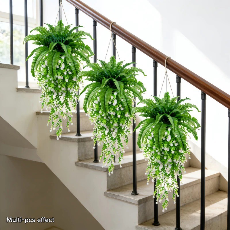Artificial Hanging Fern Vine Faux Ivy Greenery Indoor Outdoor Garden Decor