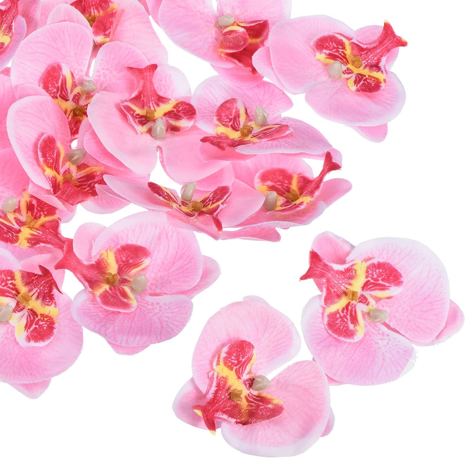 2.8″ Artificial Orchid Flower Heads, 20 Pack Silk Phalaenopsis Fake Butterfly…
