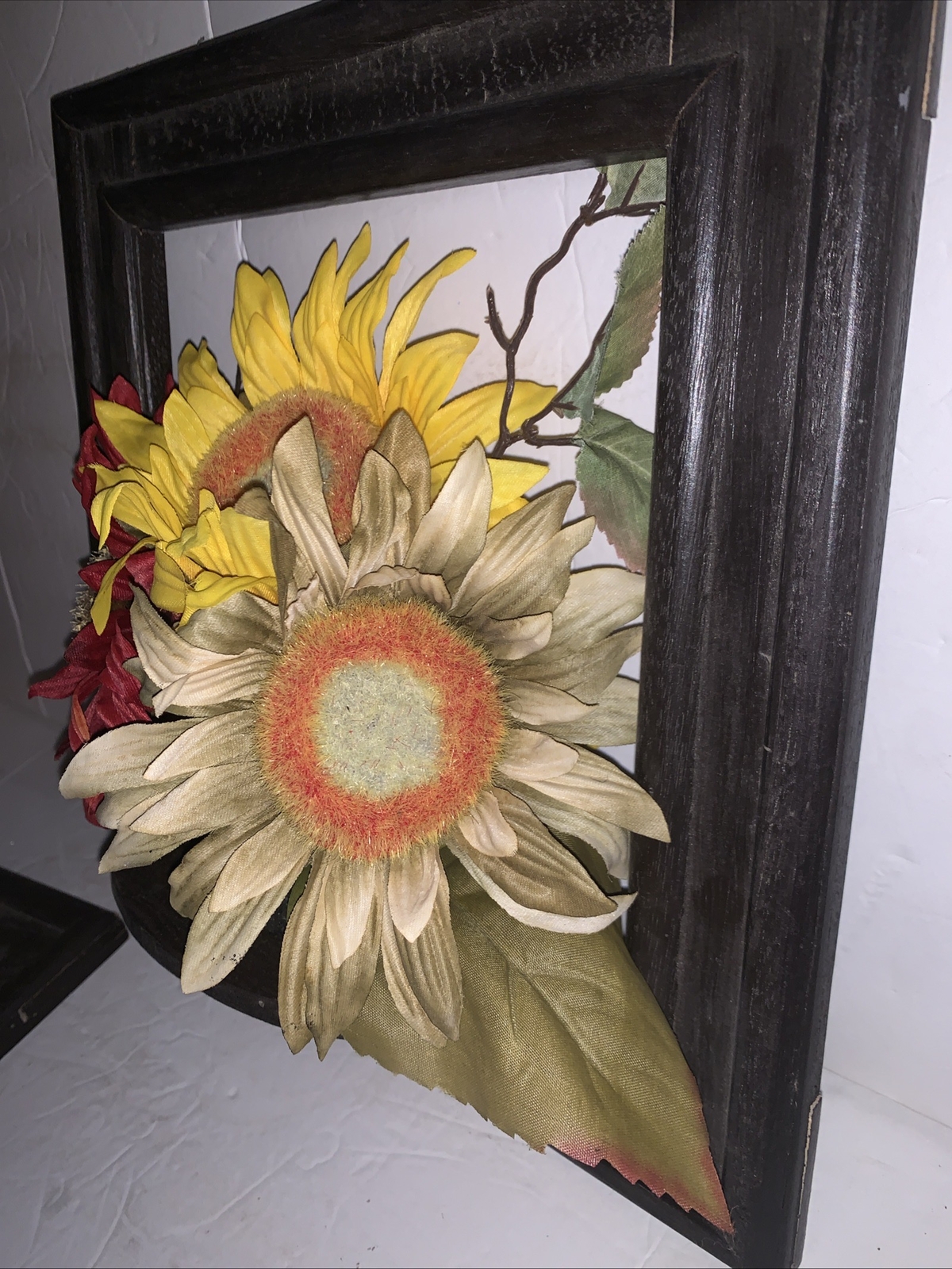 Autumn Inspirations Wood Frames With Faux Sunflowers 12” X 12” Sq Cottagecore