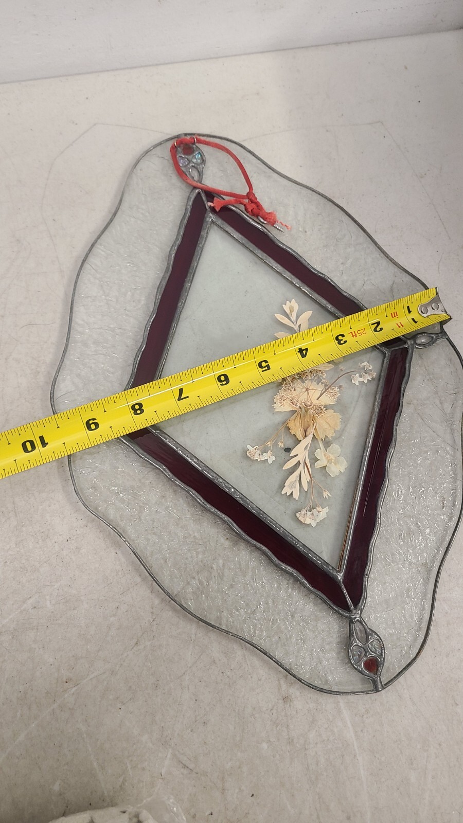 Pressed Dried Flowers Beveled Glass, Stained, Leaded Window Art Decor