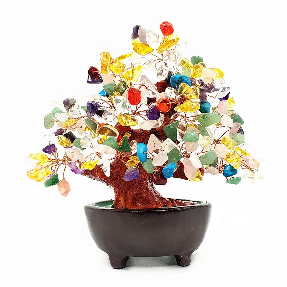 7 Inch Quartz Crystal Money Tree Bonsai Feng Shui Gem Decoration for Wealth a…