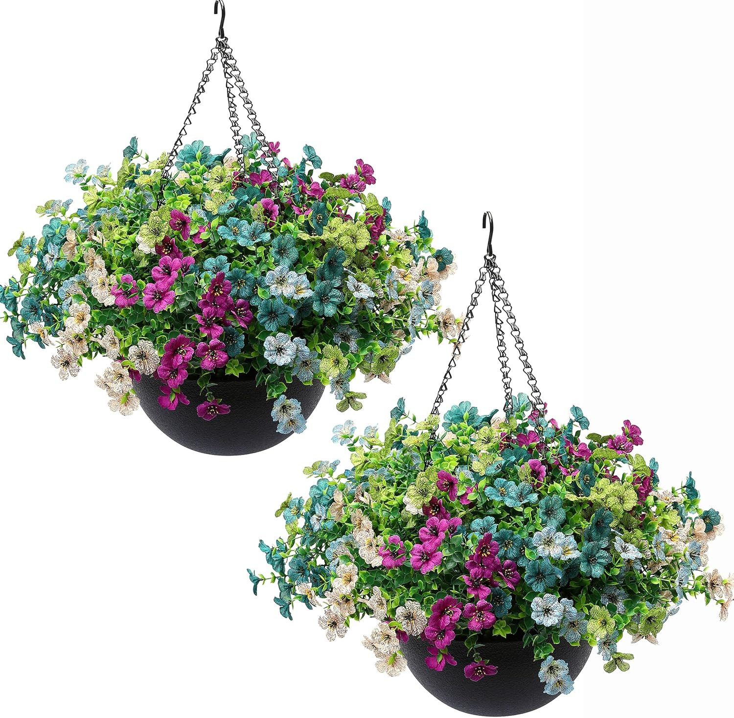 UV Resistant Artificial Hanging Plants with Basket – 30 Bundles for Outdoor Deco