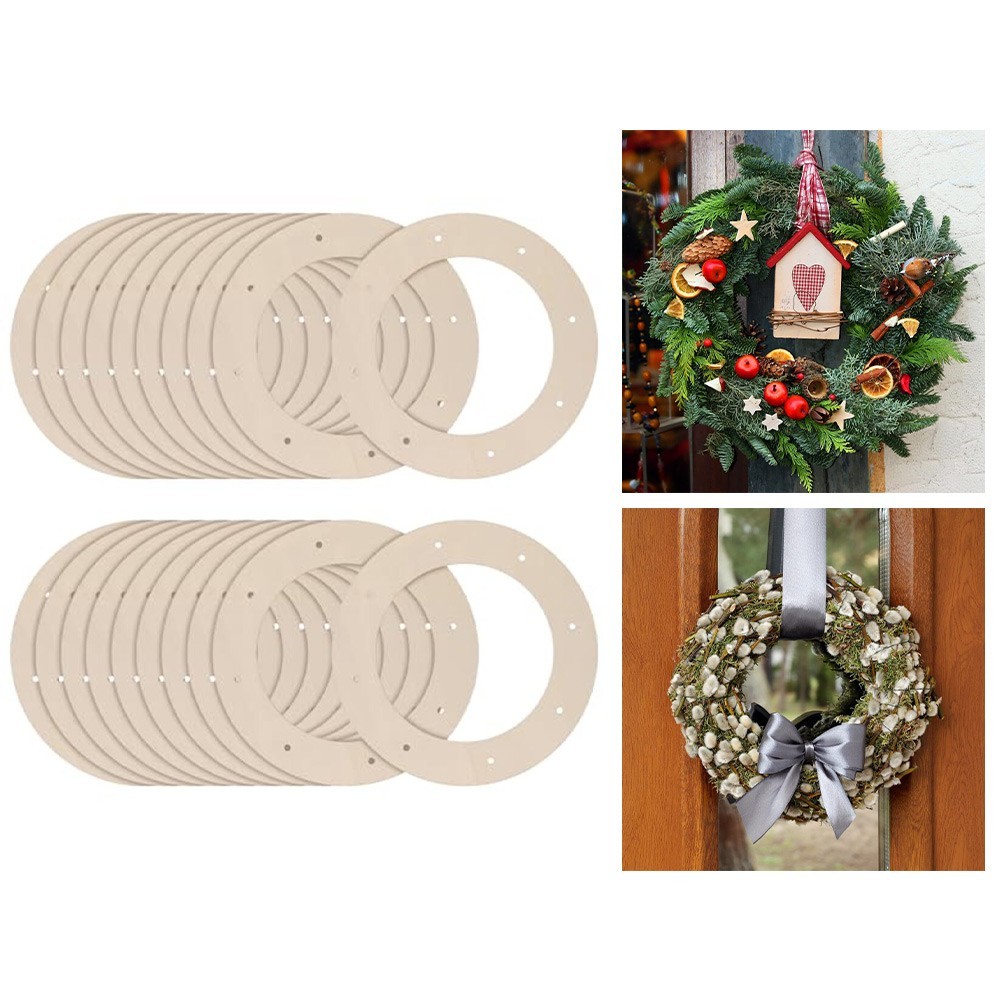 Wooden Wreath Frames 20 Pack Shape with Holes for Craft Projects
