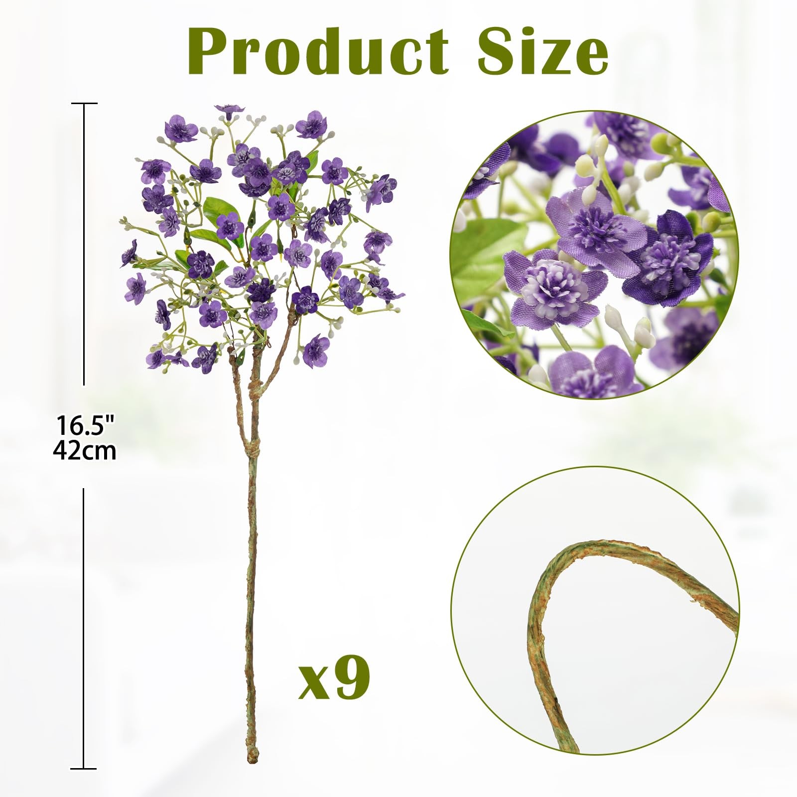9 Pack Purple Baby’s Breath Artificial Flowers 9 Bundles Gypsophila Fake Silk…