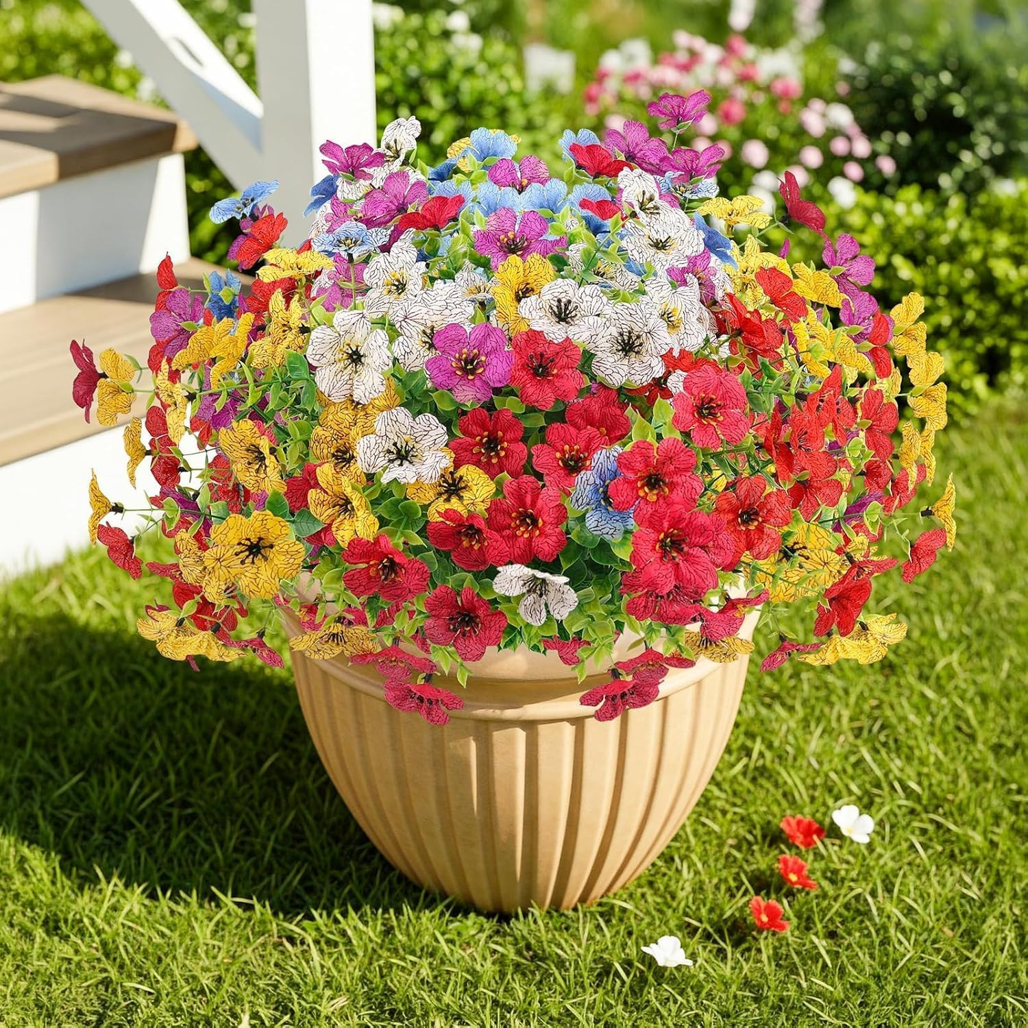 Artificial Flowers Outdoors Faux Plants UV Resistant Fake Flowers Daisy Plastic