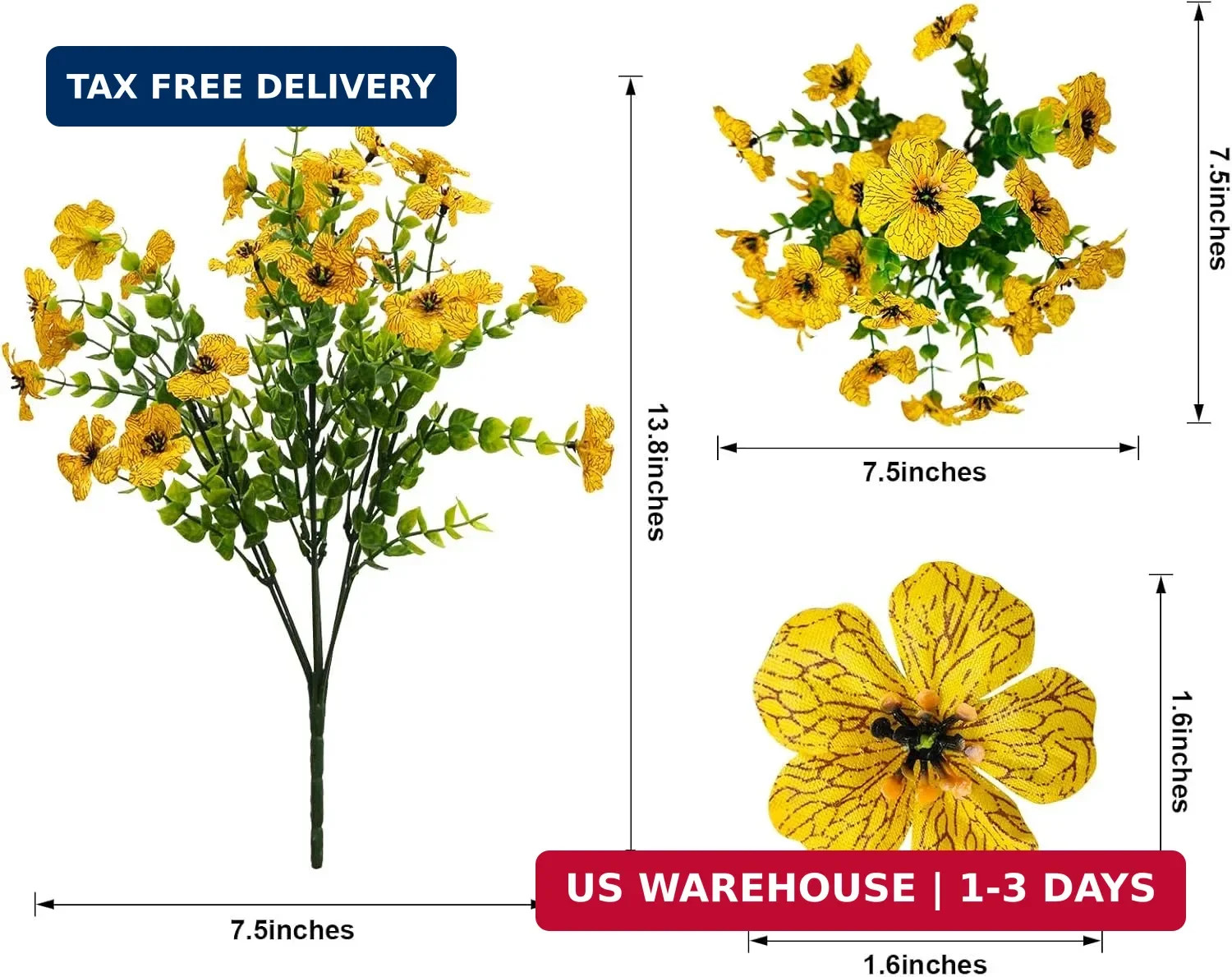 Artificial Fake Flowers for Outdoor UV Resistant,16 Bundles Silk Outside Plants