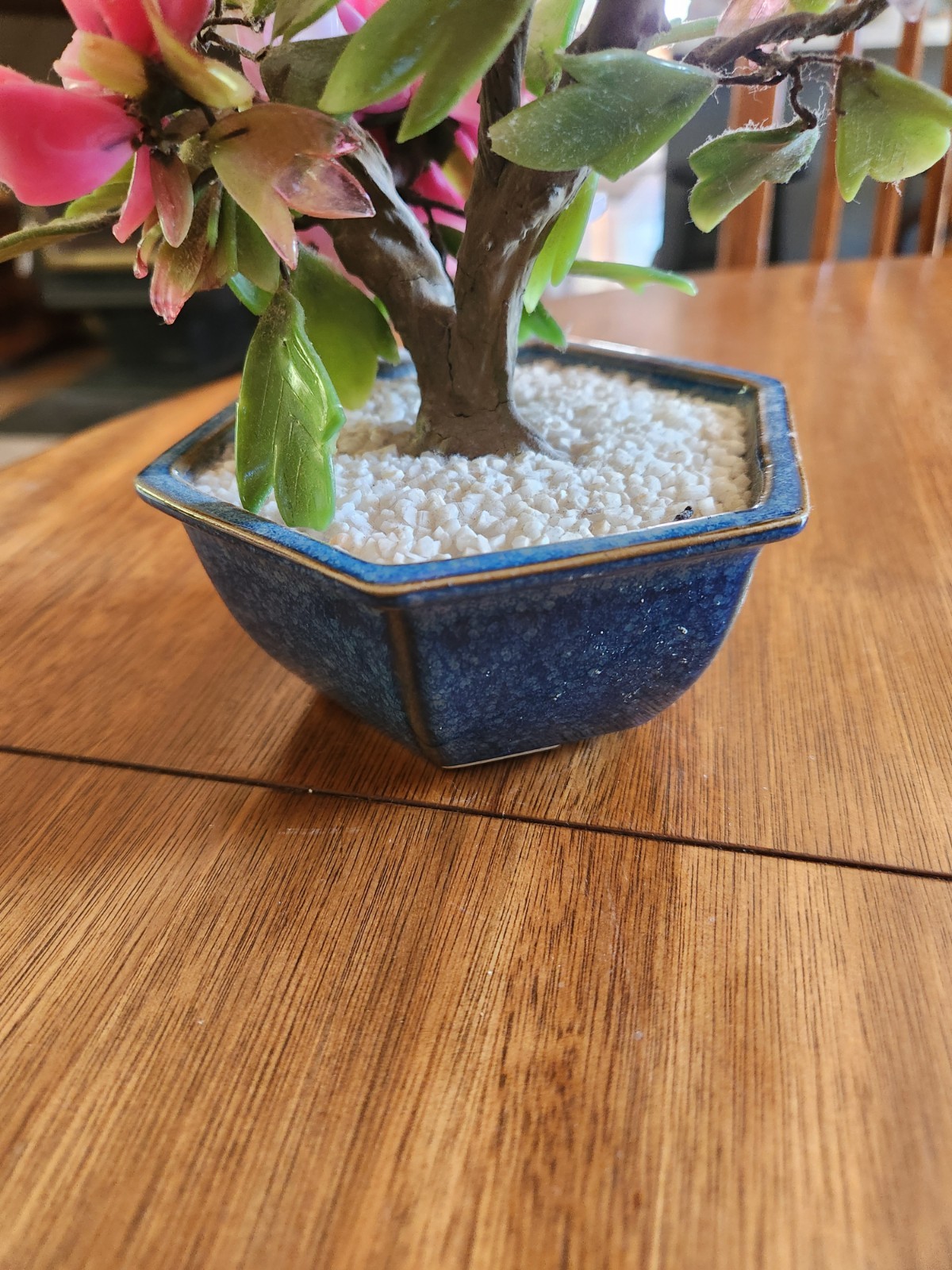 Vintage Jade Glass Japanese Pink & Green 8′ Bonsai Arrangement in Ceramic Pot