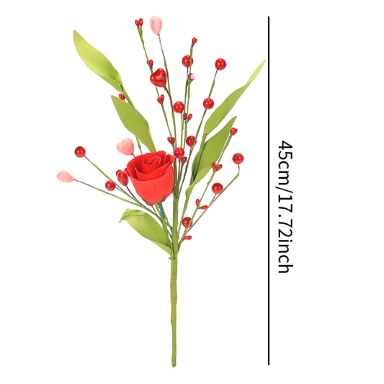3x Artificial Flowers Floral Picks Decorative Valentines Day Decorations for