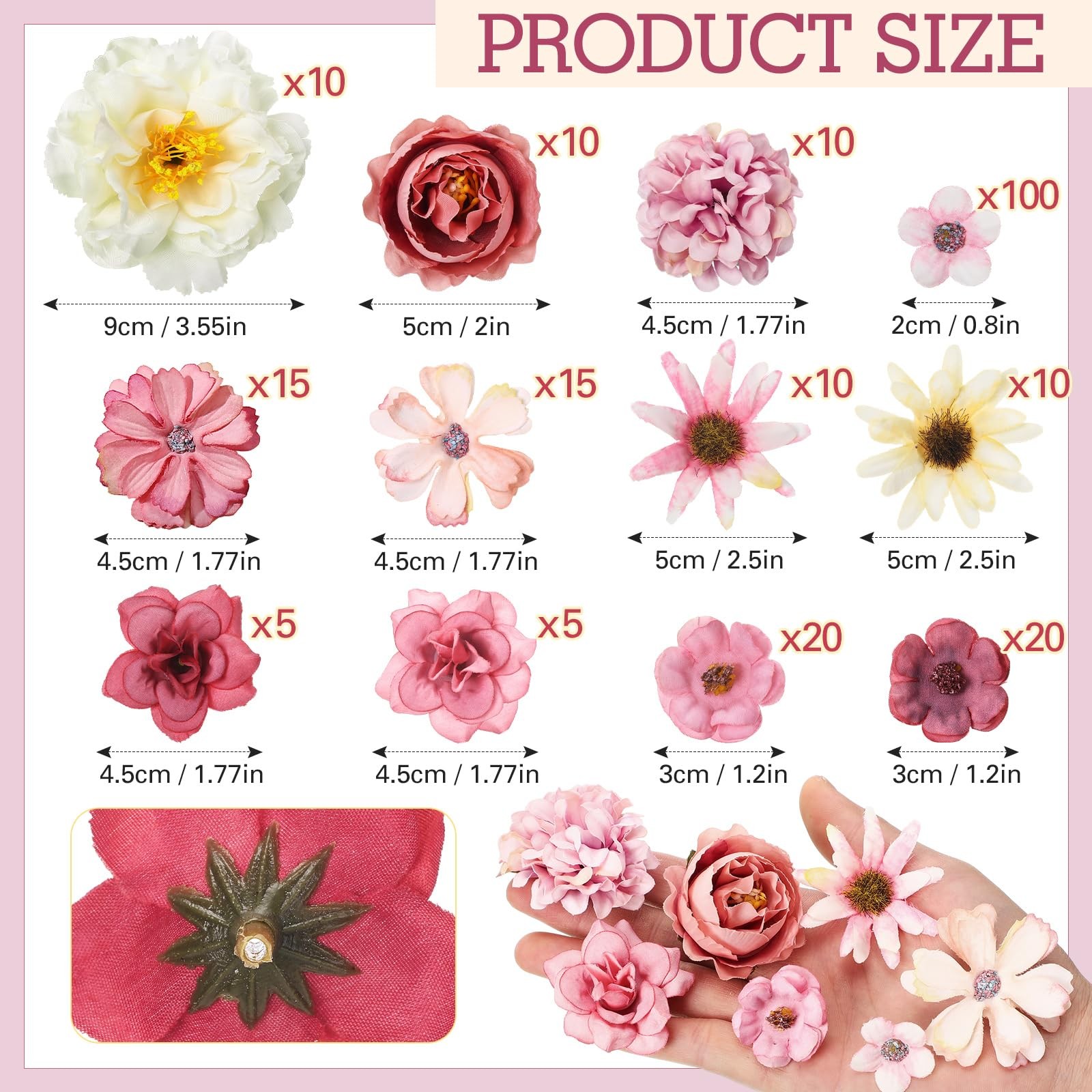 250 Pcs Artificial Flowers Heads Bulk Mini Silk Mix Flowers Fake Peony Daisy …