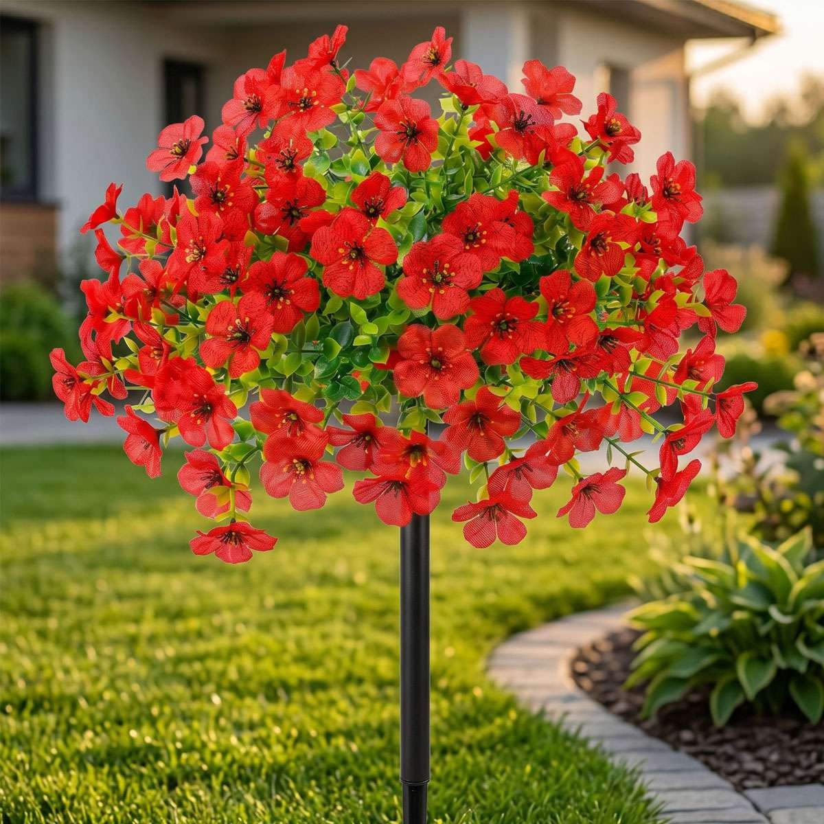 Artificial Violet Flowers with Ground Spike Fake Plants Garden Patio Yard Decor