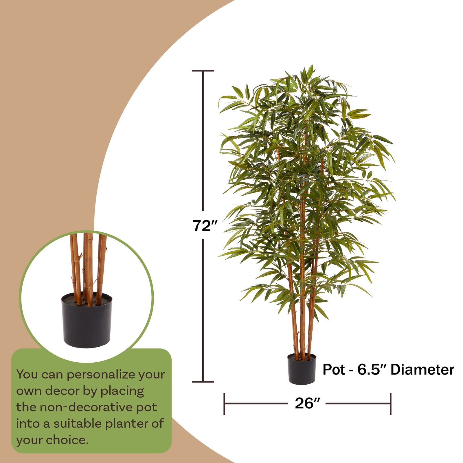 Artificial Bamboo Tree – 6FT Fake Plant with Adjustable Leaves and Pot – Faux…