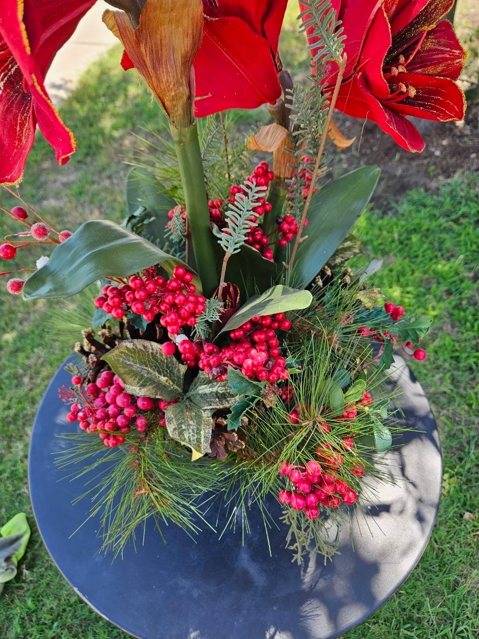 Amazing Christmas Bouquet Amaryllis Faux