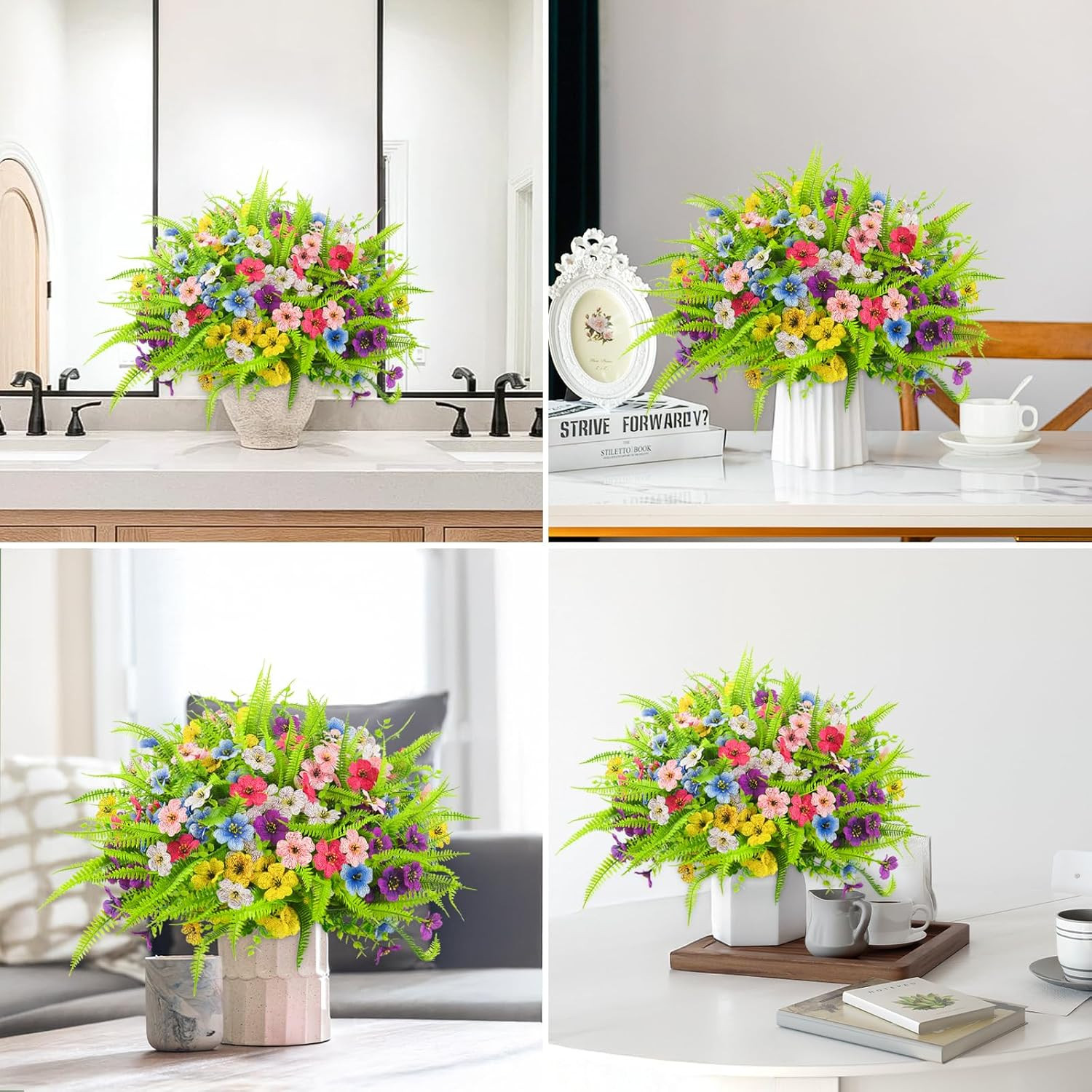 Artificial Flowers Outdoor UV Resistant 12 Bundles Spring Fake Flowers Eucalyptu