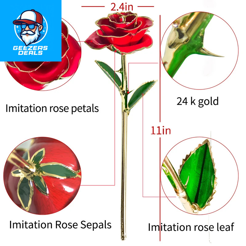 Gifts for Women 24K Gold Dipped Rose with Stand Eternal Flowers Forever Love in