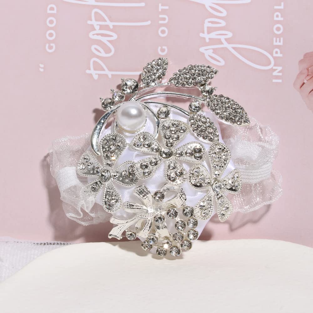 Wrist Corsage with Peal and Rhinestone Prom Corsages Wrist for Wedding,Weddin…