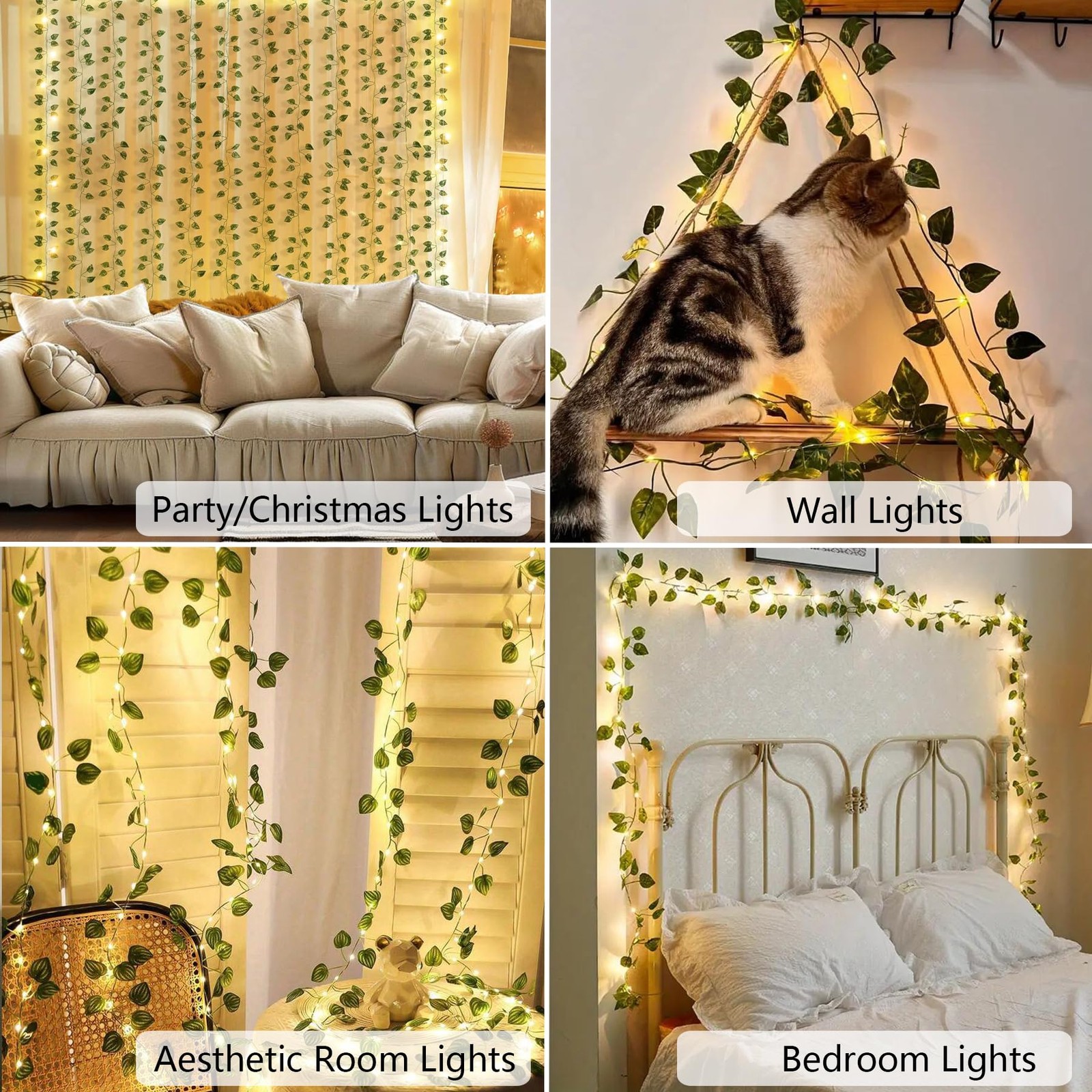 12 Pack Artificial Ivy Fake Vines Greenery Garland Hanging Plants for Garden