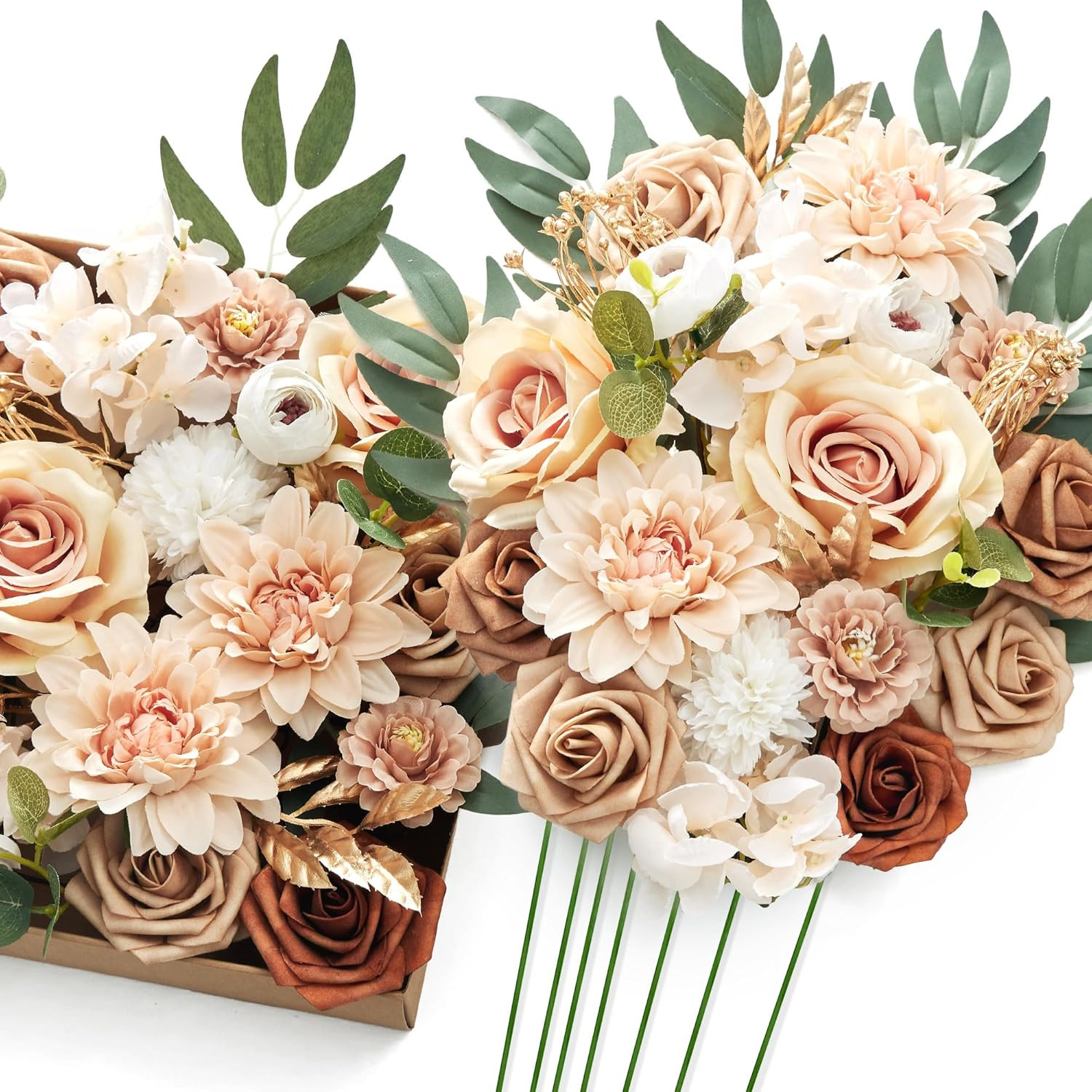 Artificial Flowers DIY Box Set Fake Roses Bouquet Bridal Wedding Flowers Colo…