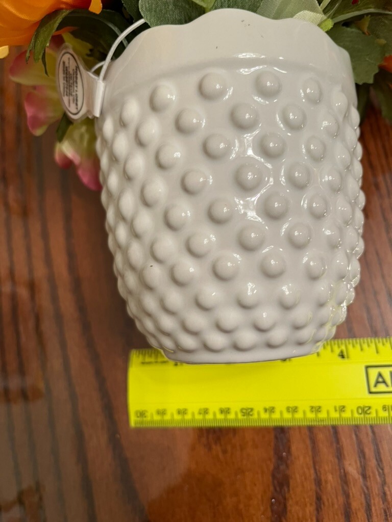 Artificial Floral in a ceramic planter, orange, yellow, green, new