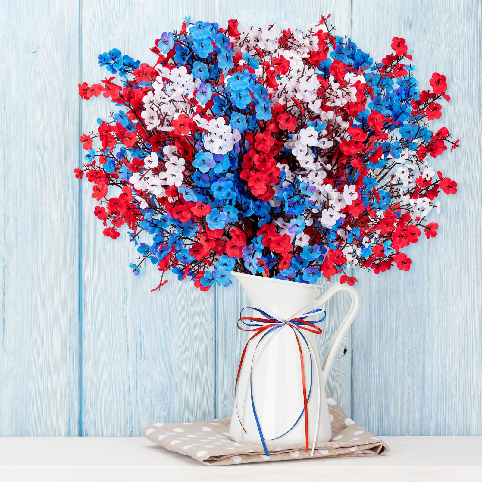 27PCS 4th/Fourth of July Decorations Artificial Flowers Red White Blue Patrio…