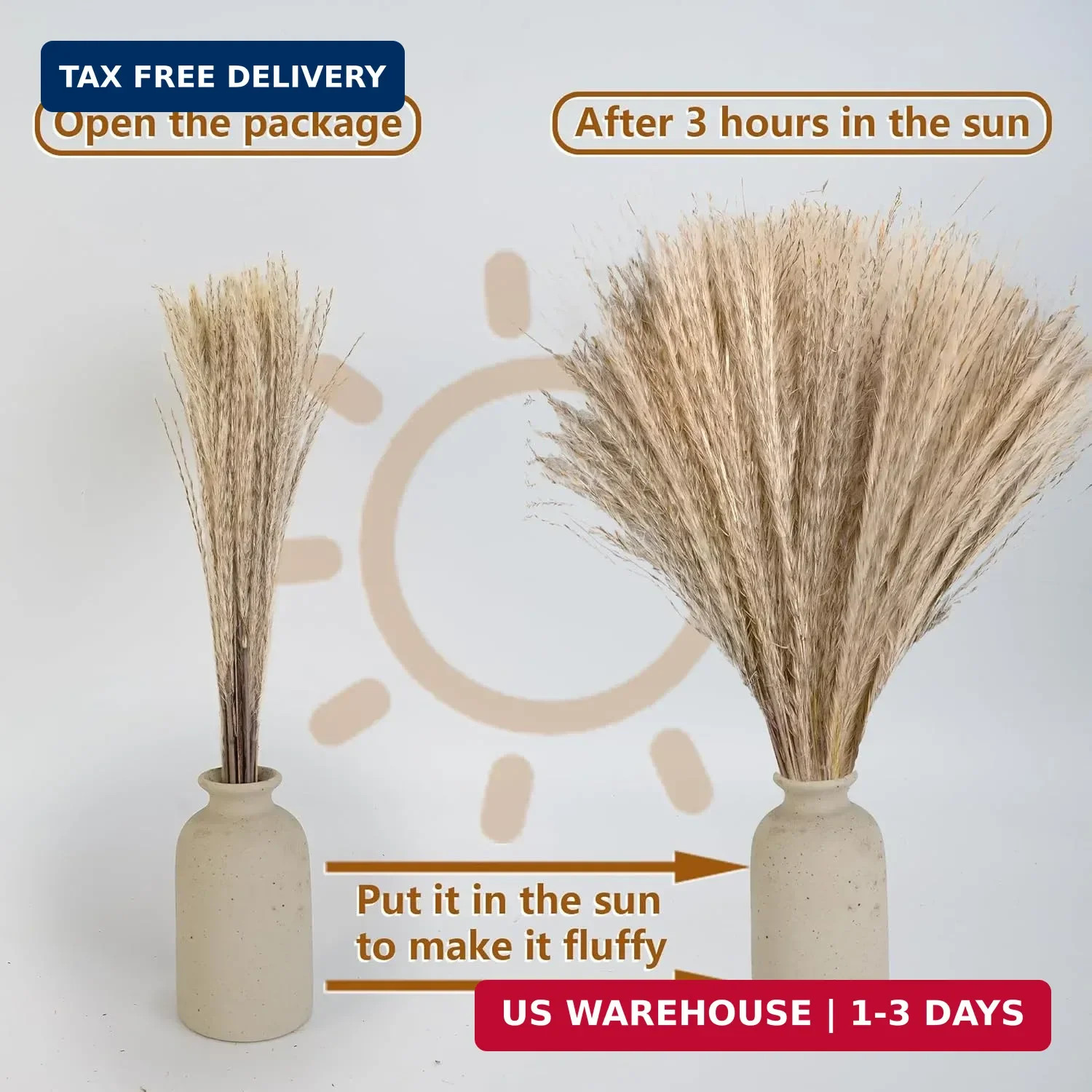 300 PCS Dried Pampas Grass Decor, Dried Flower Bouquets for Wedding, Home, Cente