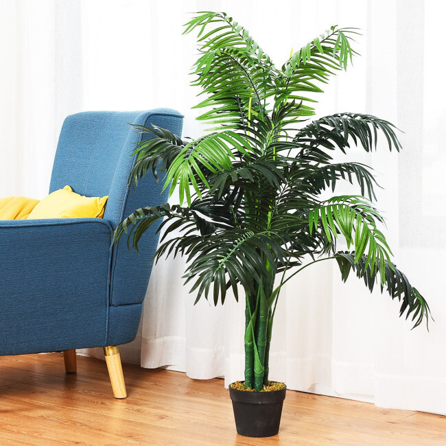 3.5Ft Artificial Areca Palm Decorative Silk Tree W/ Basket In/Outdoor Decor Home