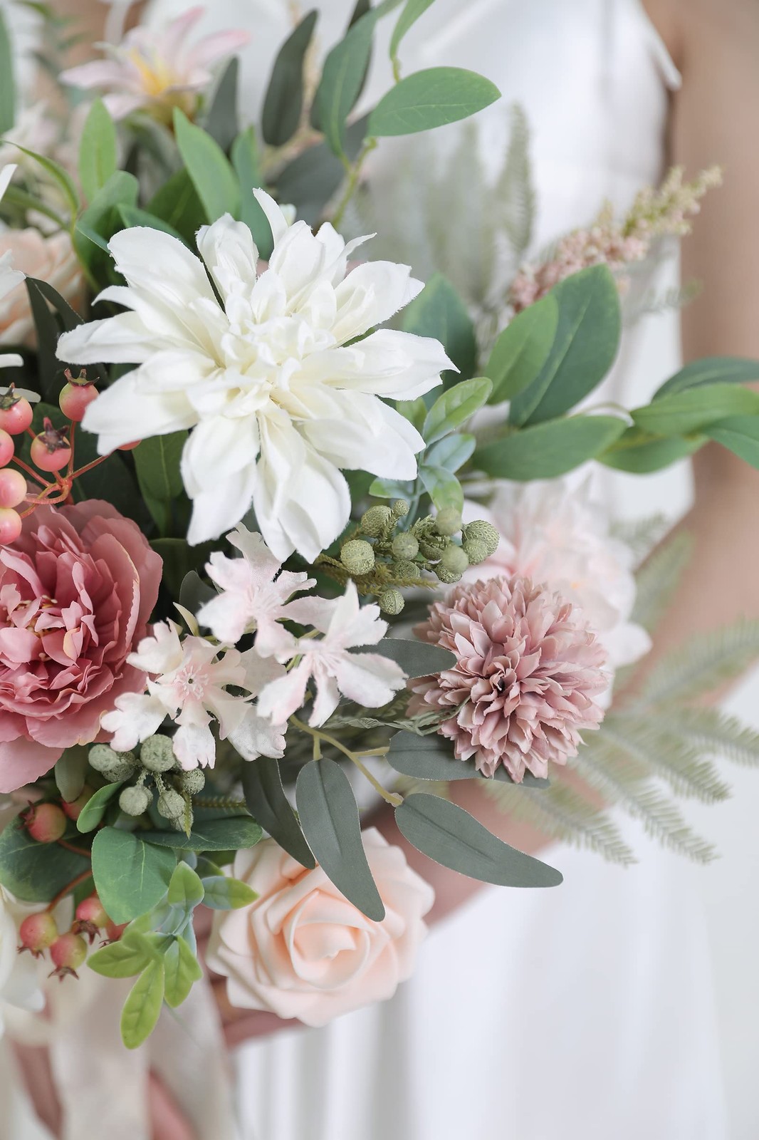Artificial Greenery Stems Box Set,(Pack of 47pcs) with 9 Kinds of Faux Pink G…