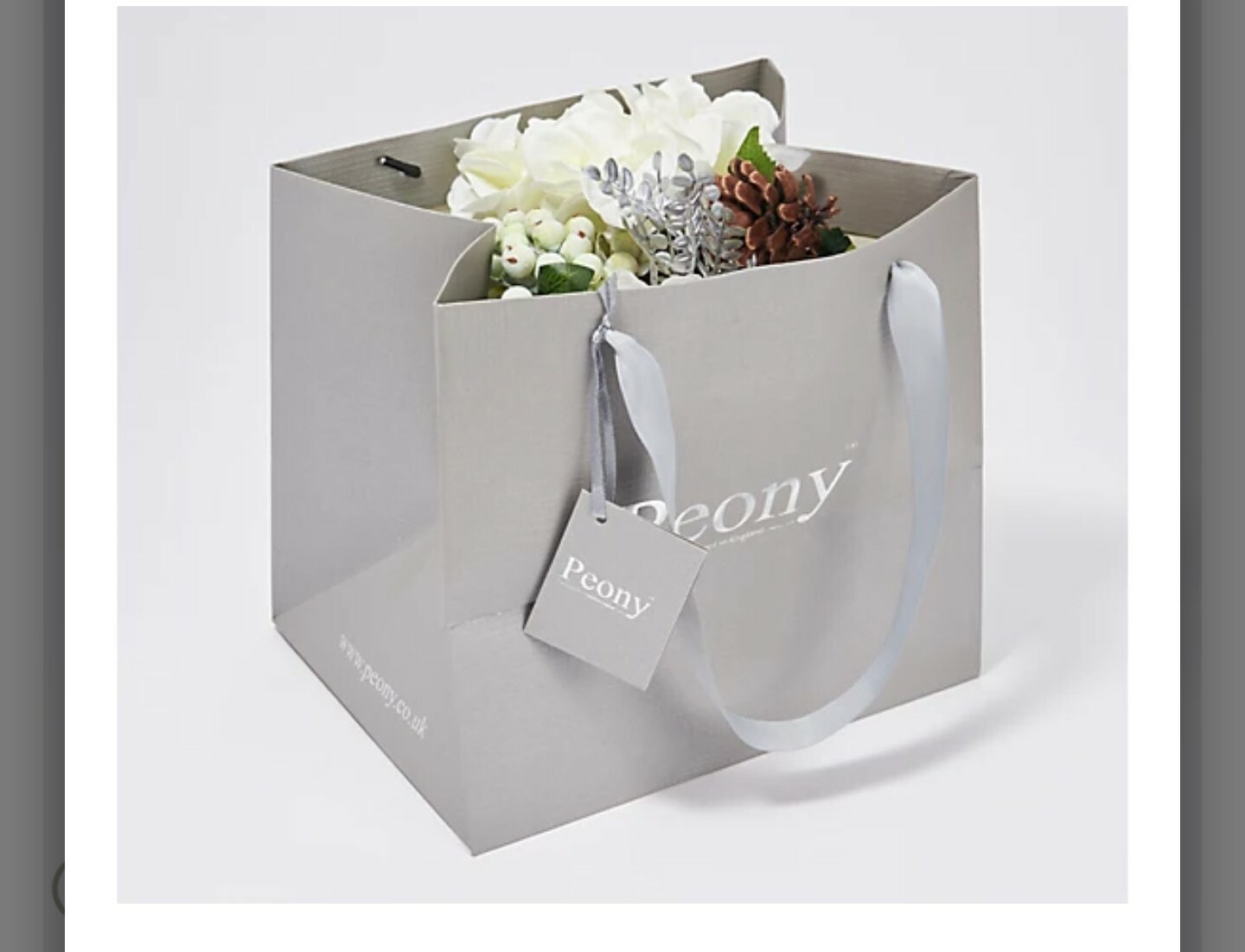 Real Touch Rose & Hydrangeas in Textured Pot w/ Gift Bag by Peony, Pink
