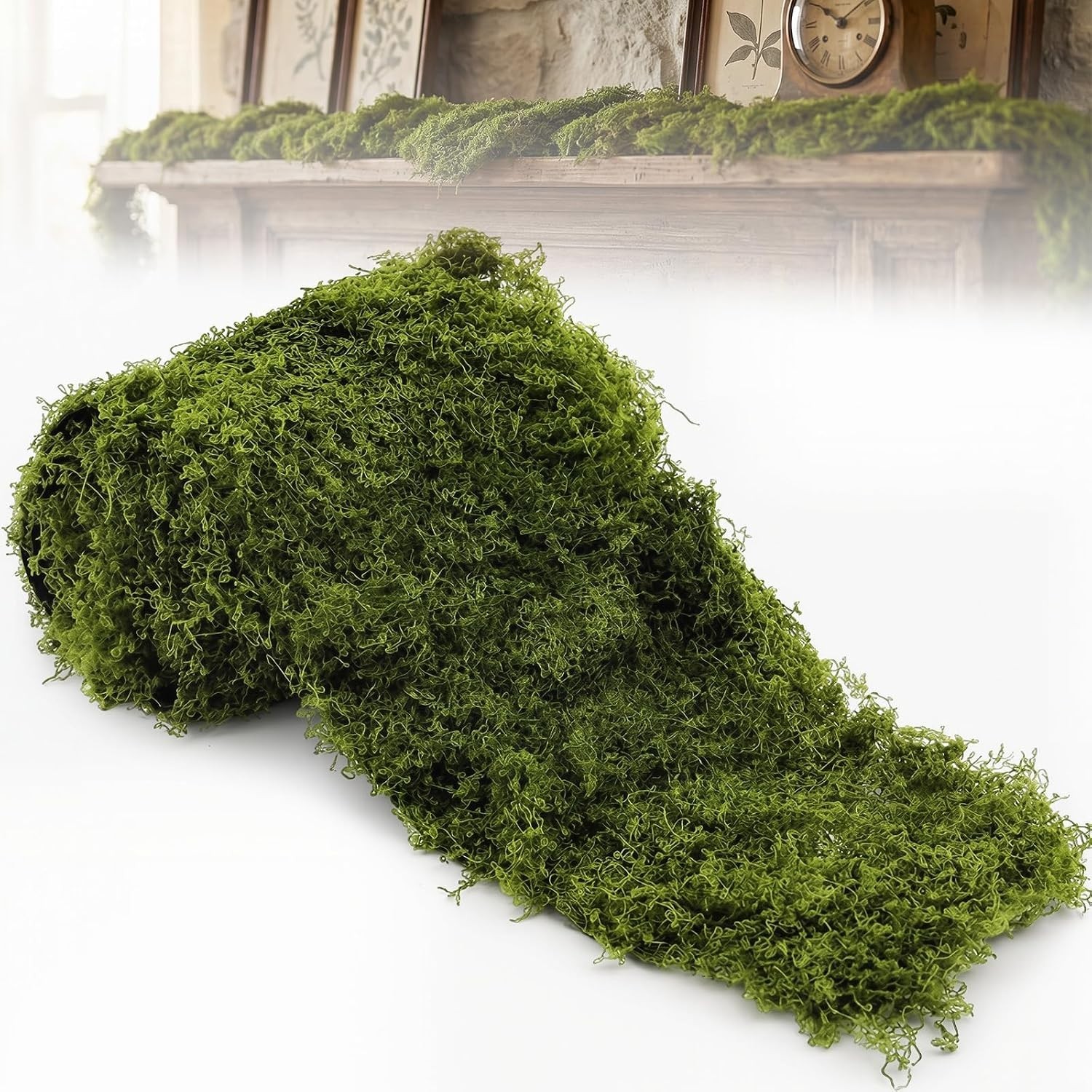 Fake Moss Mat, 3.94×47.24 Inch Artificial Moss Table Runner, Green Faux Moss …