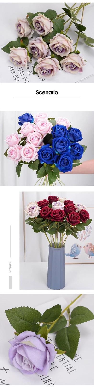 10x Red Roses Artificial Flowers Realistic Bouquet Home Decor Valentine Gifts Us