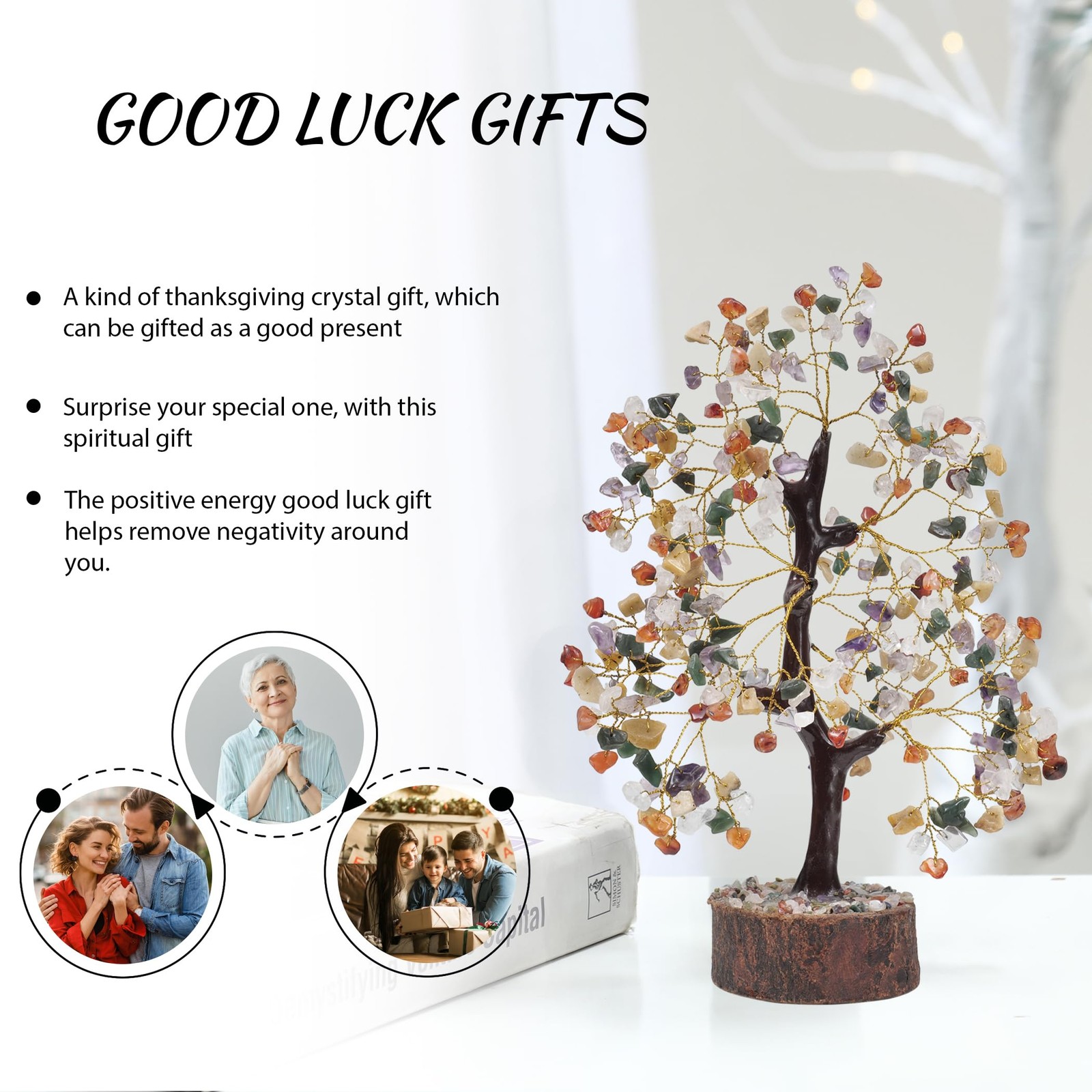 Chakra Money Tree, Crystals, Spiritual 10 in – 12 in, A-chakra Mix Tree G