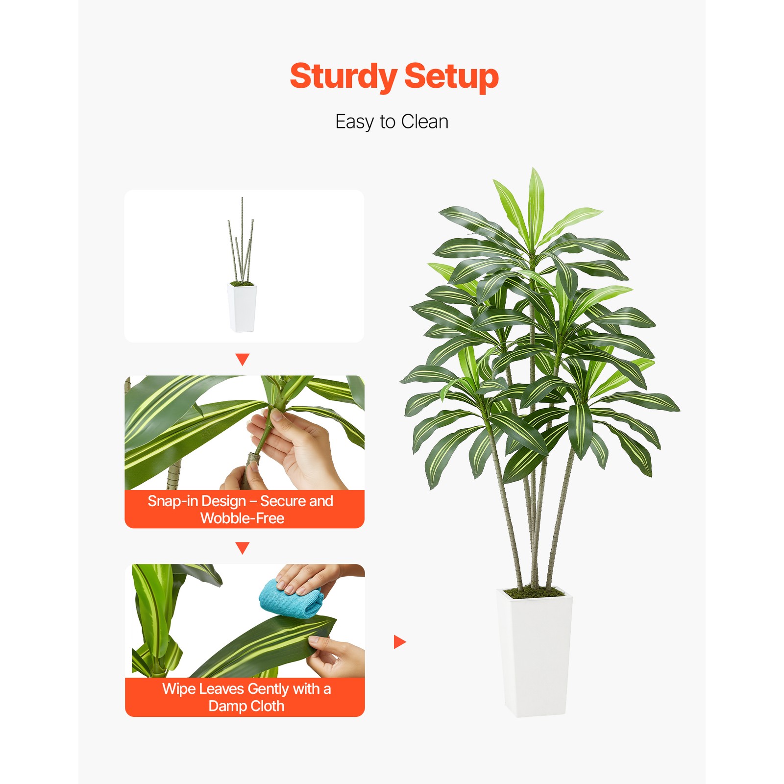 Uimoso 6ft Artificial Dracaena Tree in Pot Indoor Home Decor Faux Fake Plant