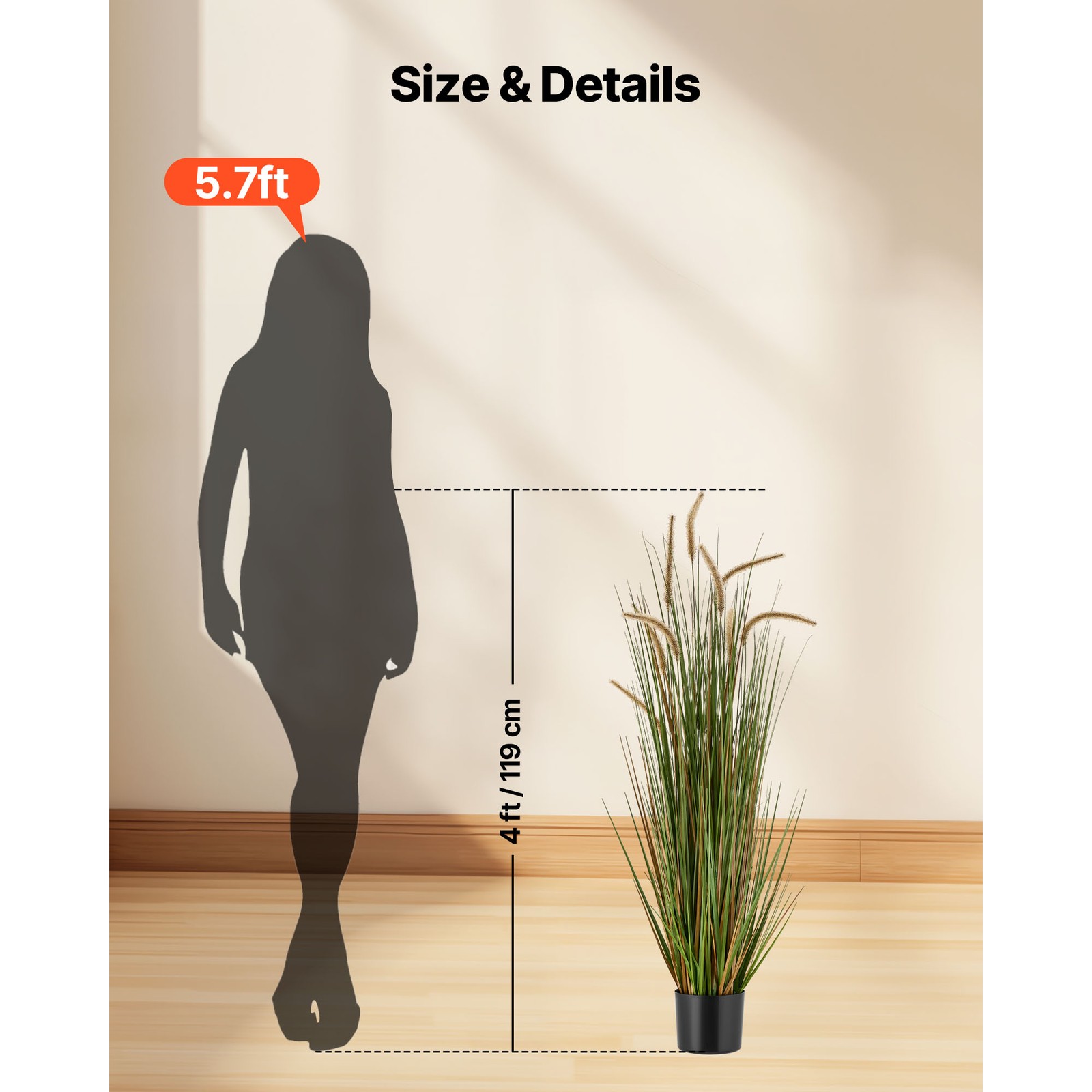 Uimoso Artificial Horsetail Reed Grass in Pot, 47-Inch, Set of 2, Green