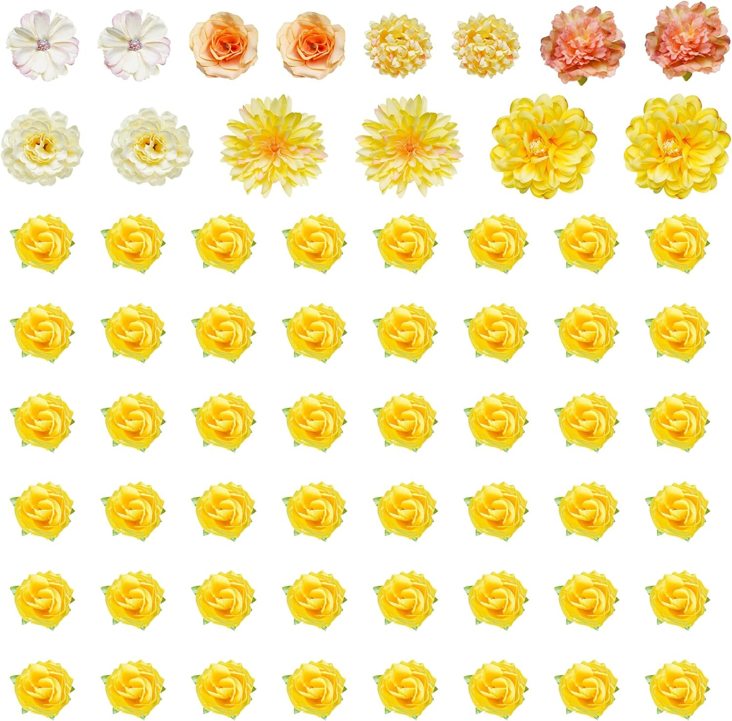 60Pcs Mini Faux Flower Heads Small Artificial Tiny Fake Silk Fabric Roses Flo…