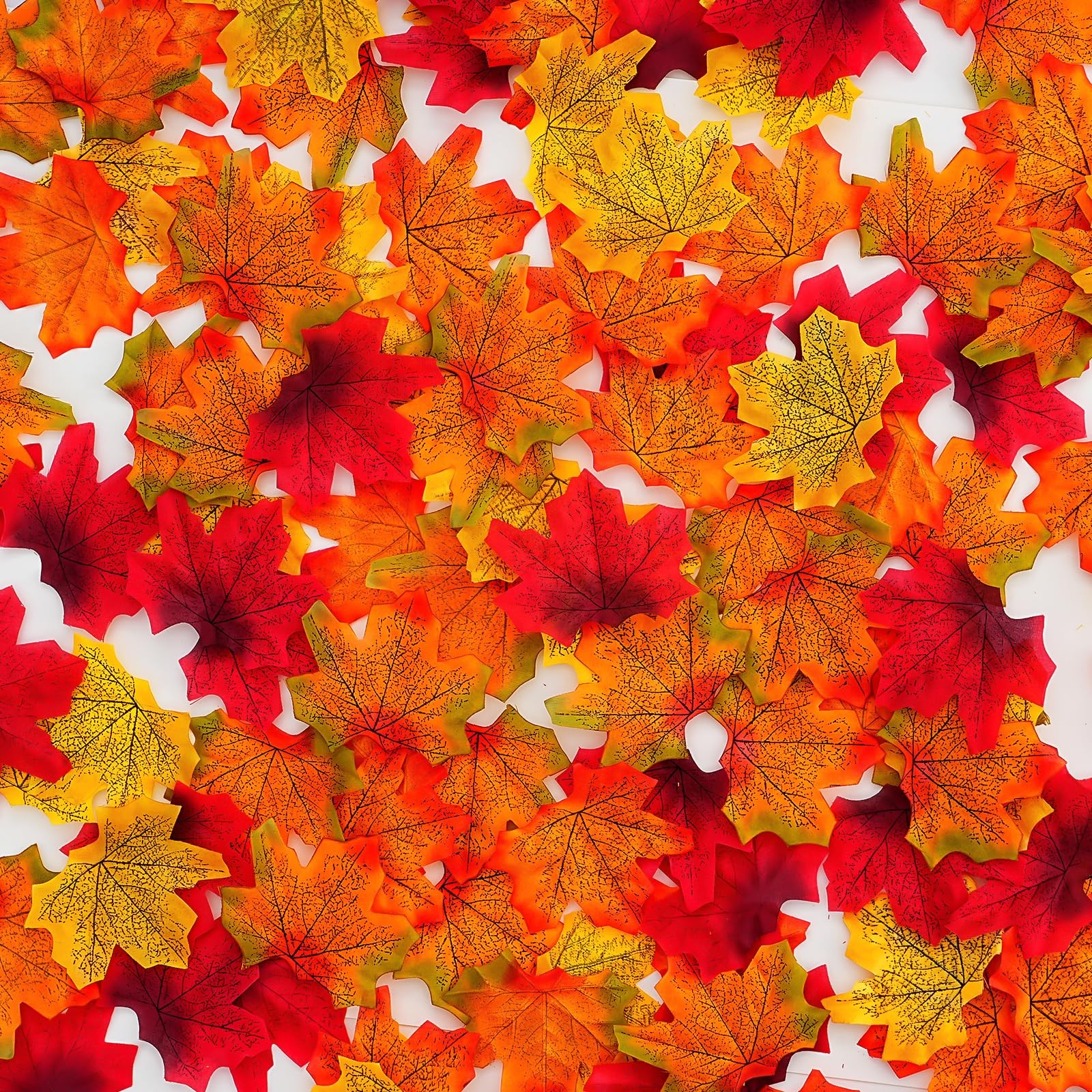 200 Pcs Artificial Maple Leaves for Fall Decor, Mixed 4 Colors