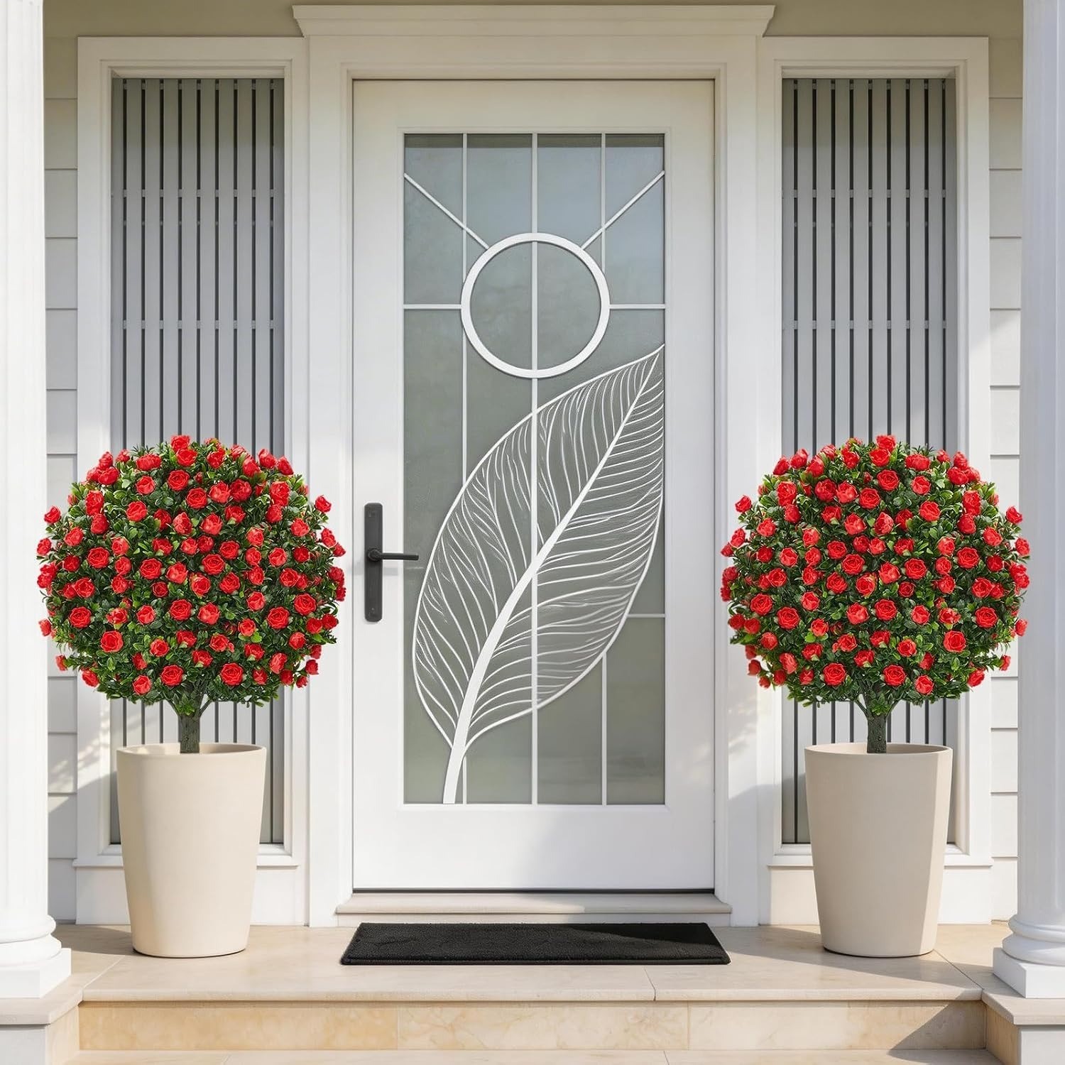 *NEW* 2-Pack Artificial Rose Topiary Ball Trees with Ground Spike