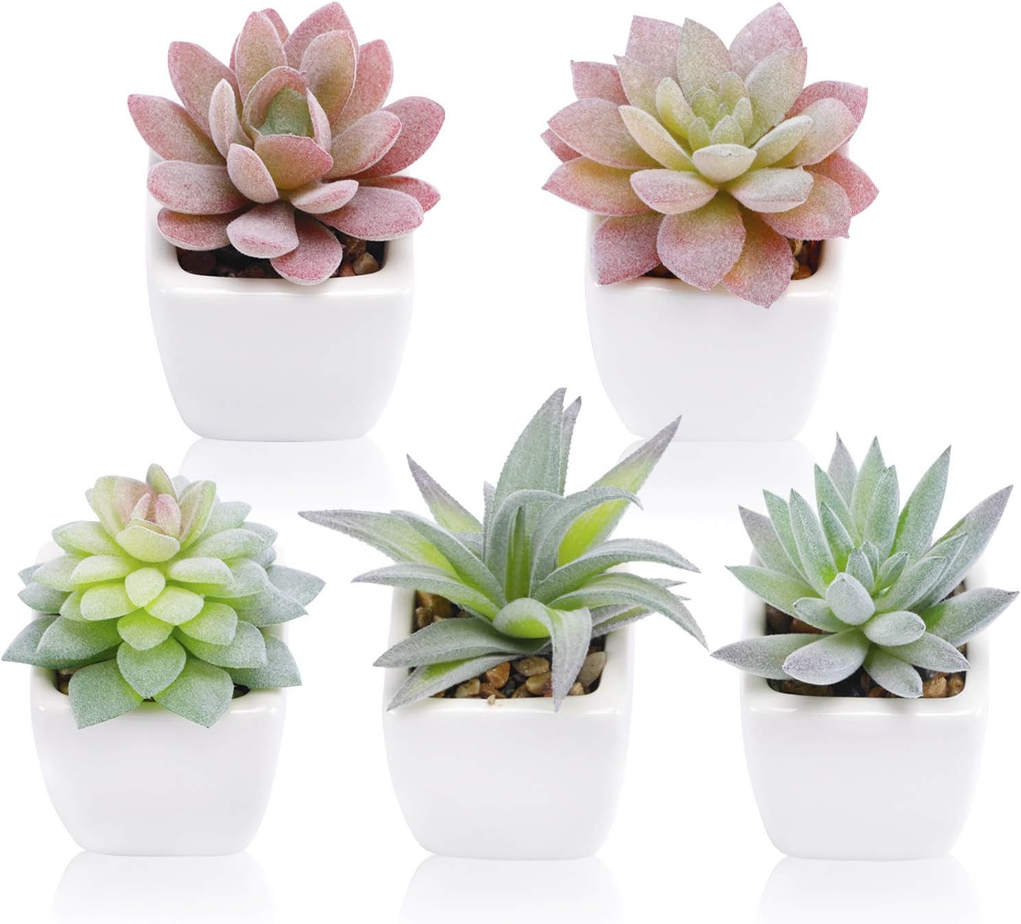 5Pcs Artificial Succulent Plants, Small Fake Desk Plants Mini Succulents Indoor