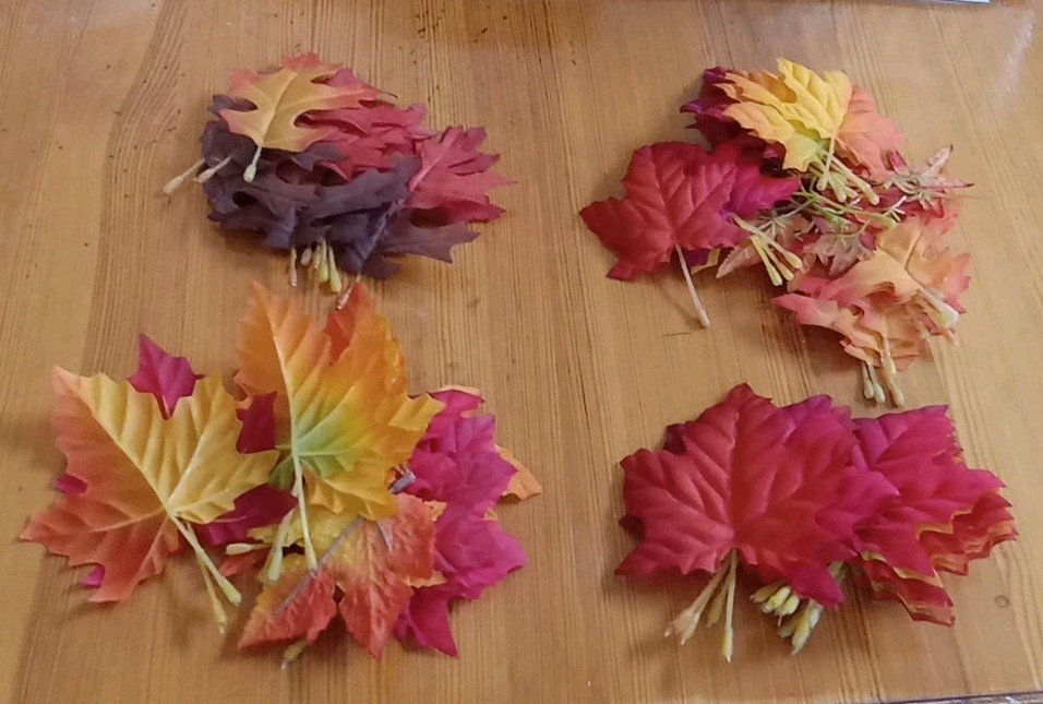 70 PC Silk FALL Maple Leaves w Stems Home Decor Wedding Halloween Thanksgiving