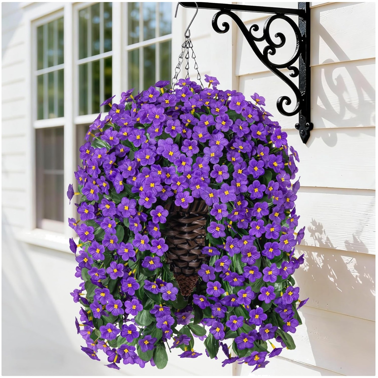 UV Resistant Purple Daisy Hanging Basket