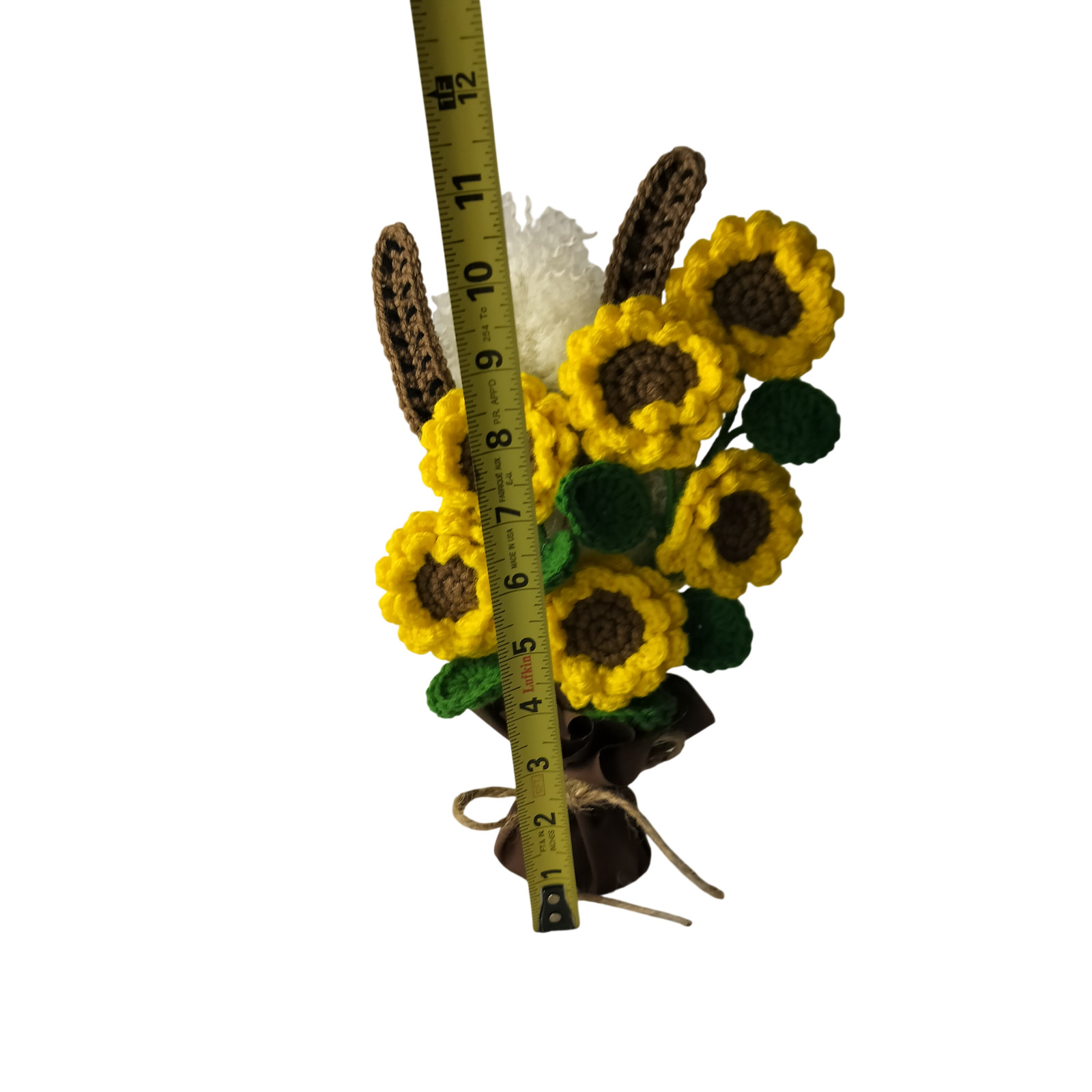 Handmade Crochet Sunflower Bouquet Size Small Free Standing #BohoChic