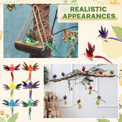 24 Artificial Hummingbirds – 3.9″ Foam Feather Clip-On Decor for Crafts & Weddin